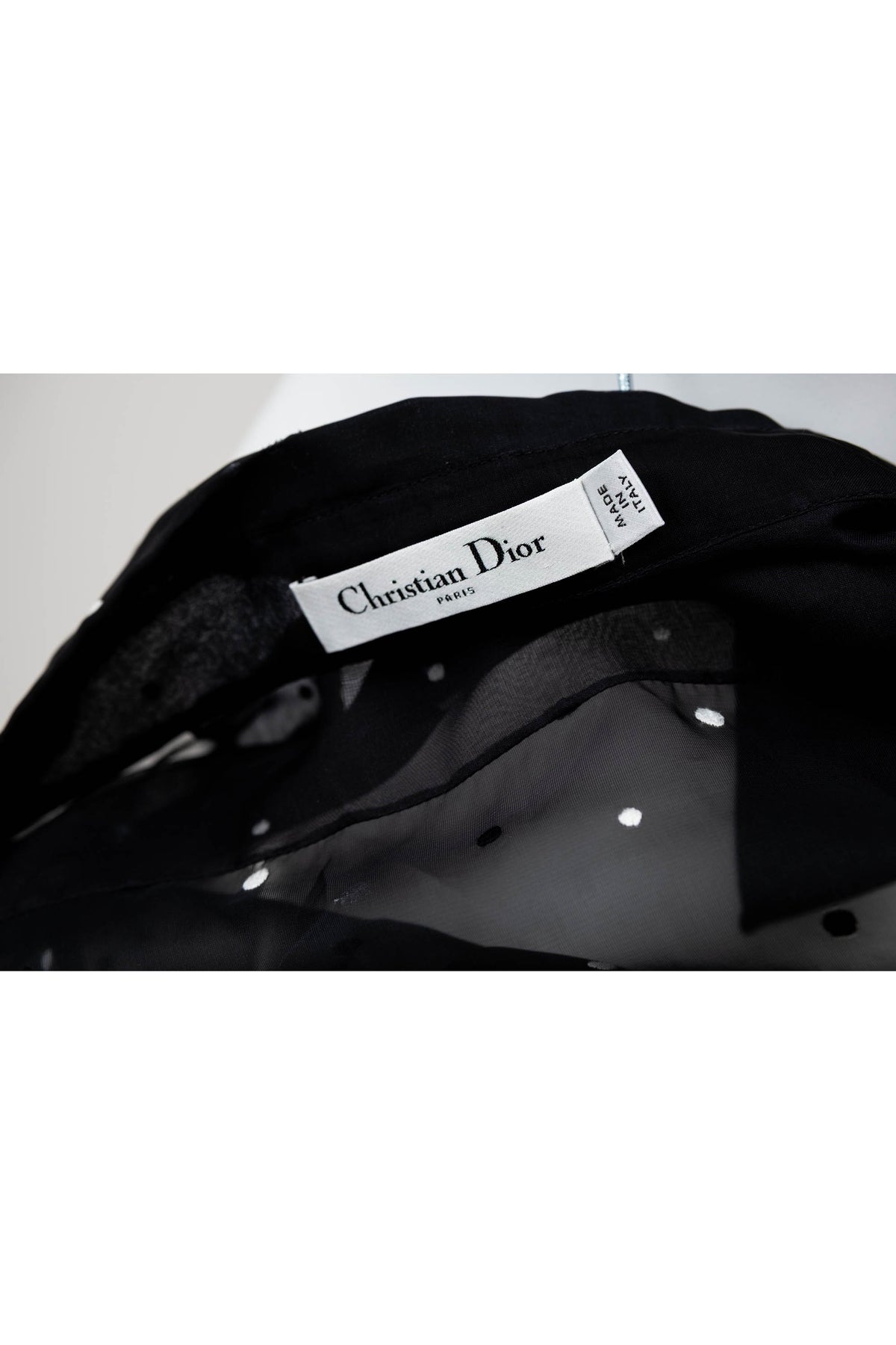 Dior Black with White Polka Dot Organza Shirt Cami Size 4