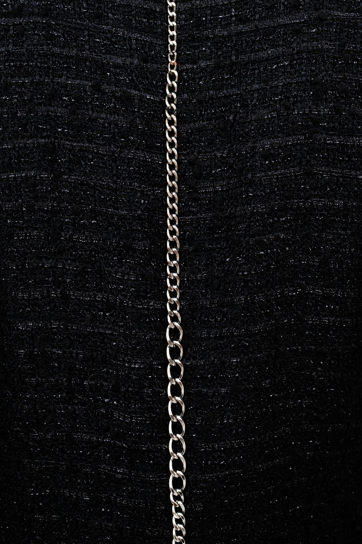 Chanel Black Silver Chain Trim Fantasy Tweed Boucle Jacket 2006 Size 38