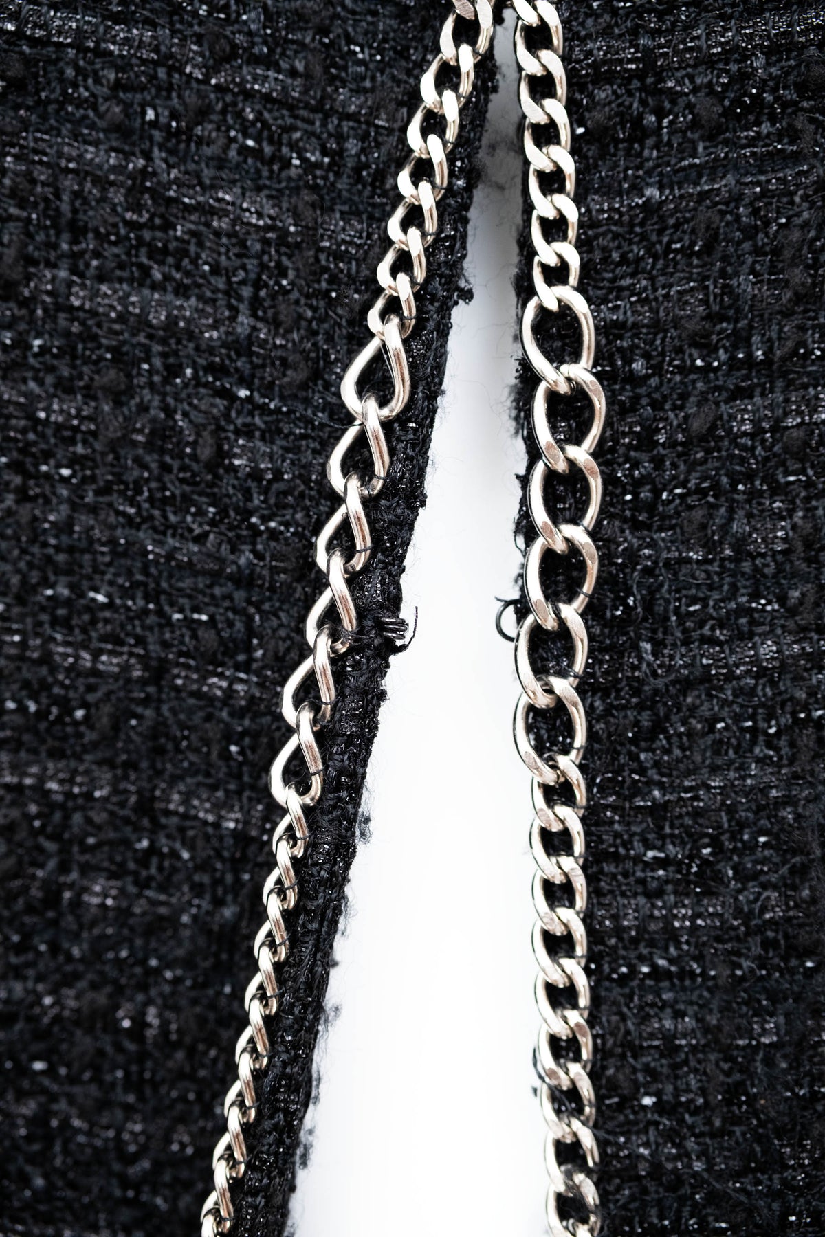 Chanel Black Silver Chain Trim Fantasy Tweed Boucle Jacket 2006 Size 38