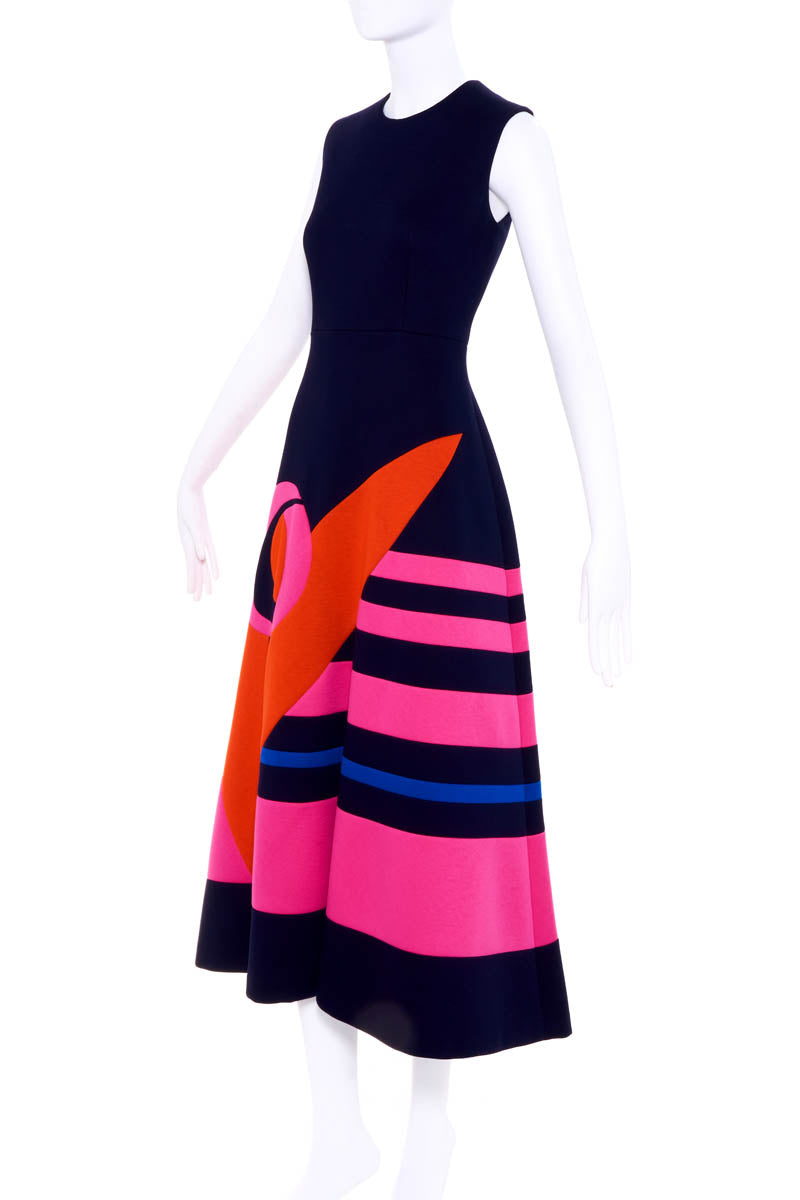 Delopozo Navy Sleeveless Dress With Red and Pink Print Size 36/6