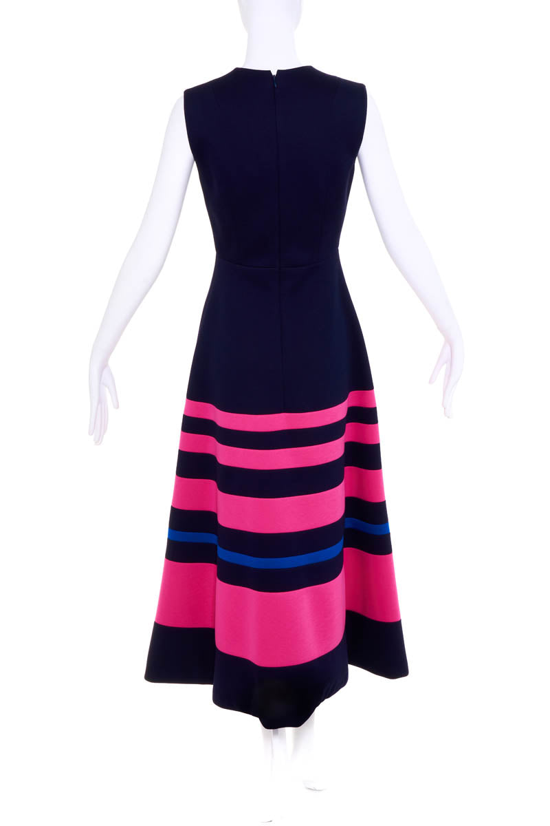 Delopozo Navy Sleeveless Dress With Red and Pink Print Size 36/6