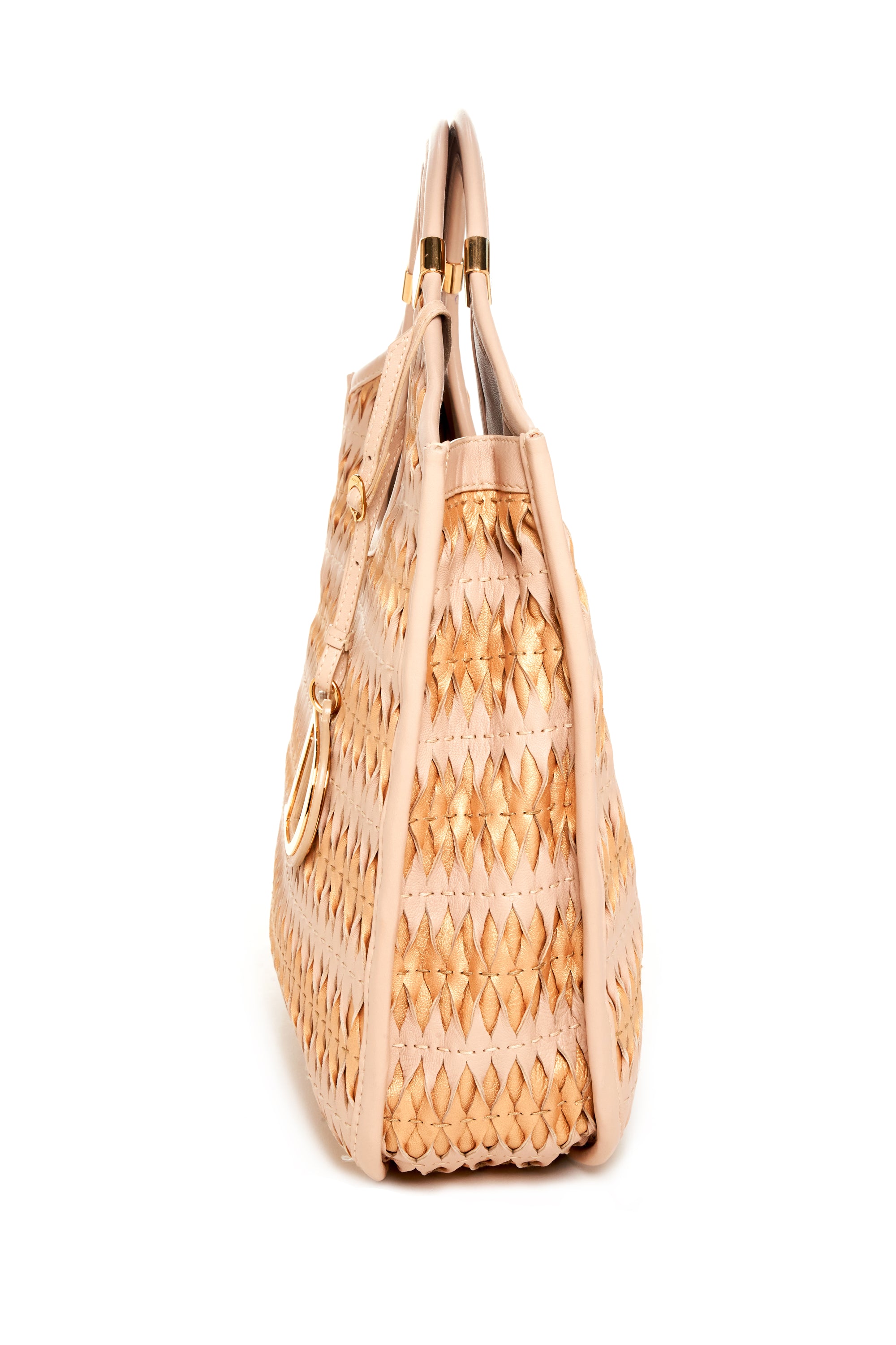 Dior "Diorita" Woven Neutral and Gold Woven Leather Purse