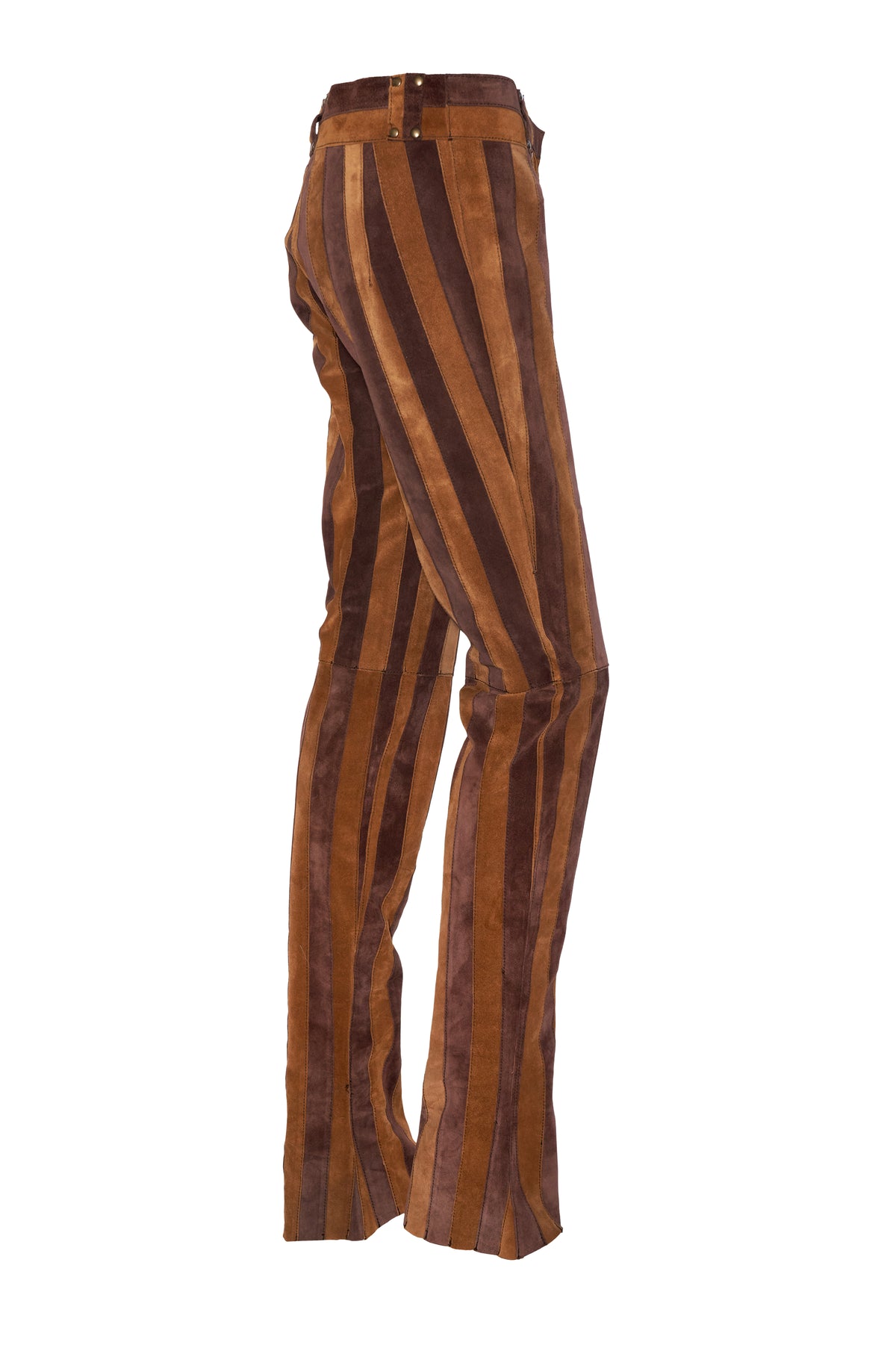 Dolce &amp; Gabbana Vintage Brown Suede Vertical Striped Pants Size 8