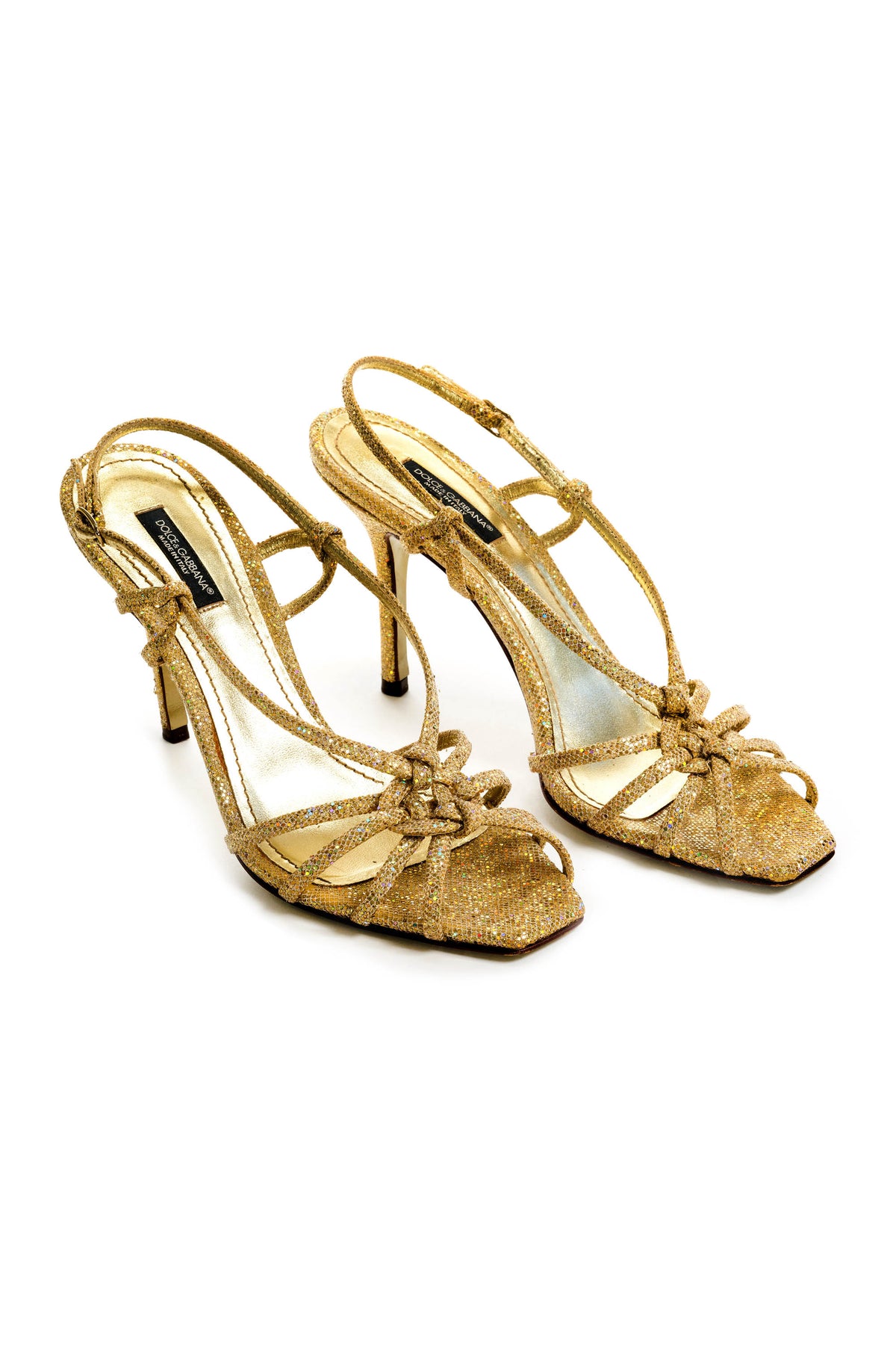 Dolce &amp; Gabbana Gold Strappy Heels Size 38