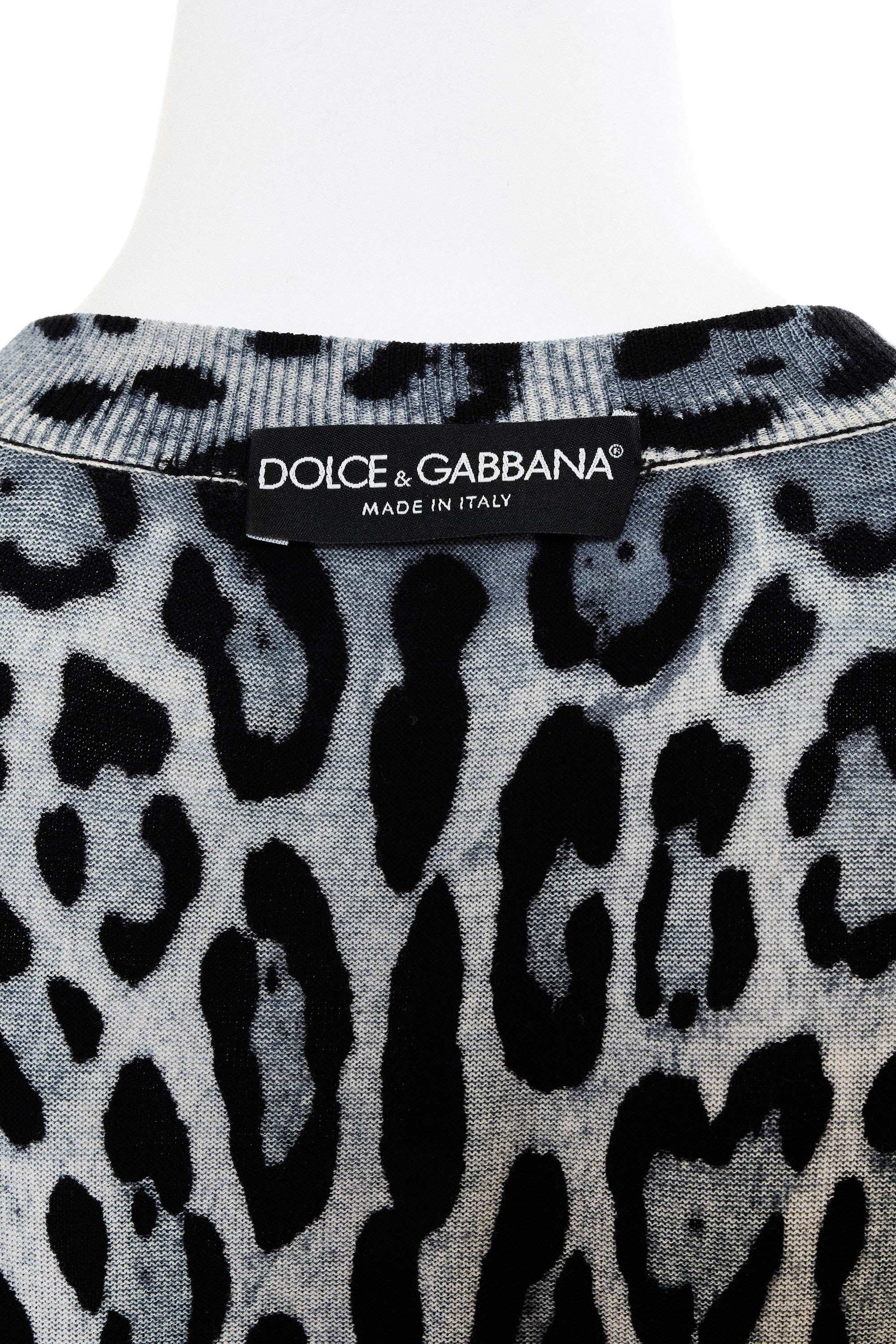 Dolce & Gabbana Grey Leopard Print Cardigan