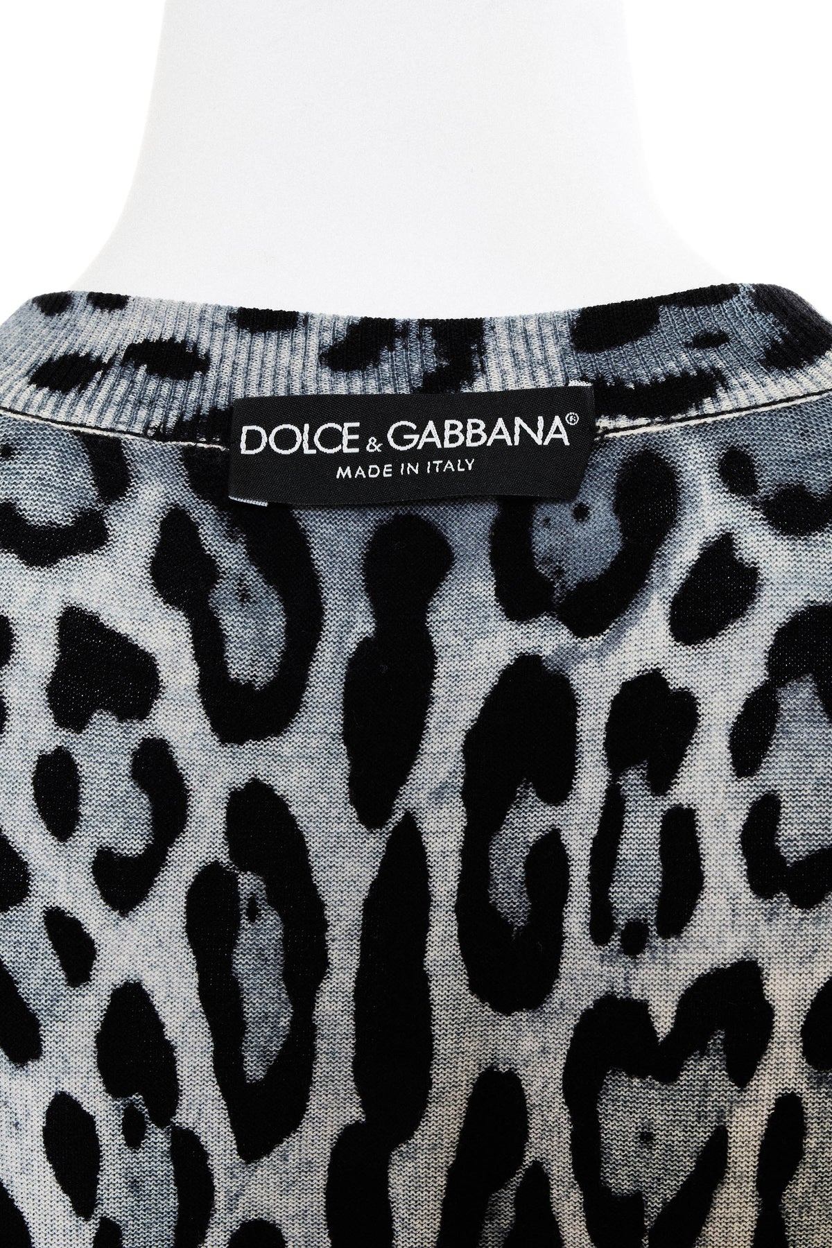 Dolce &amp; Gabbana Grey Leopard Print Cardigan