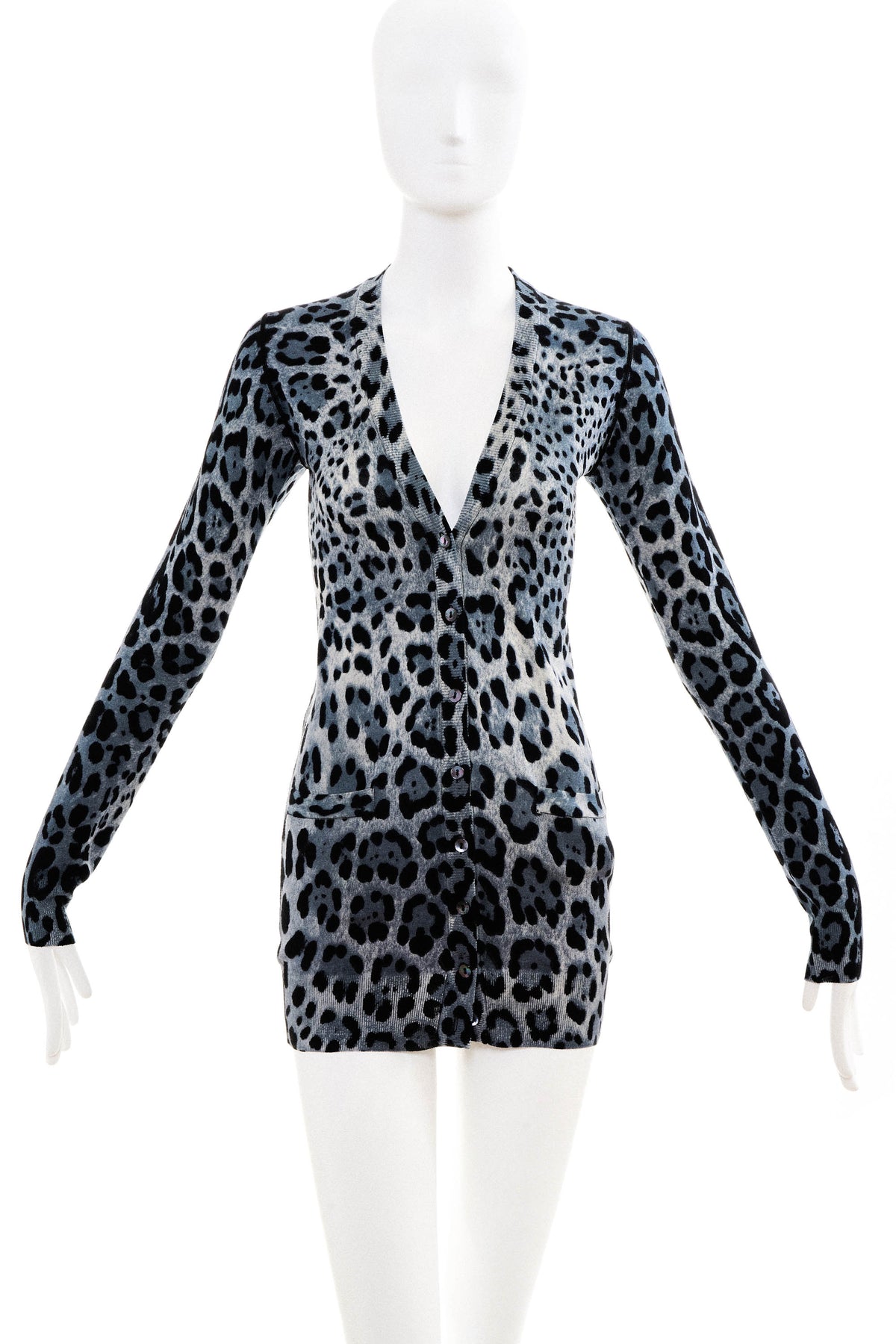 Dolce &amp; Gabbana Grey Leopard Print Cardigan