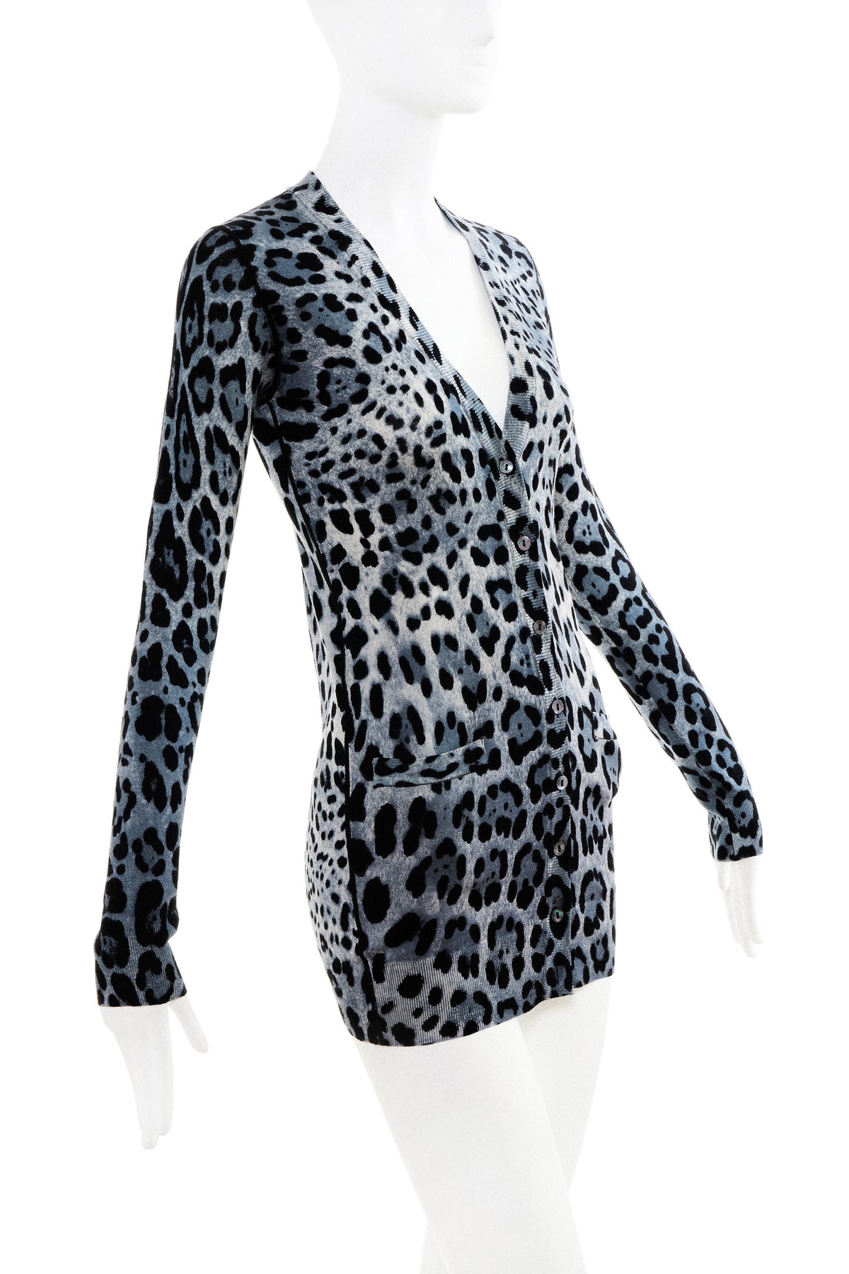 Dolce &amp; Gabbana Grey Leopard Print Cardigan