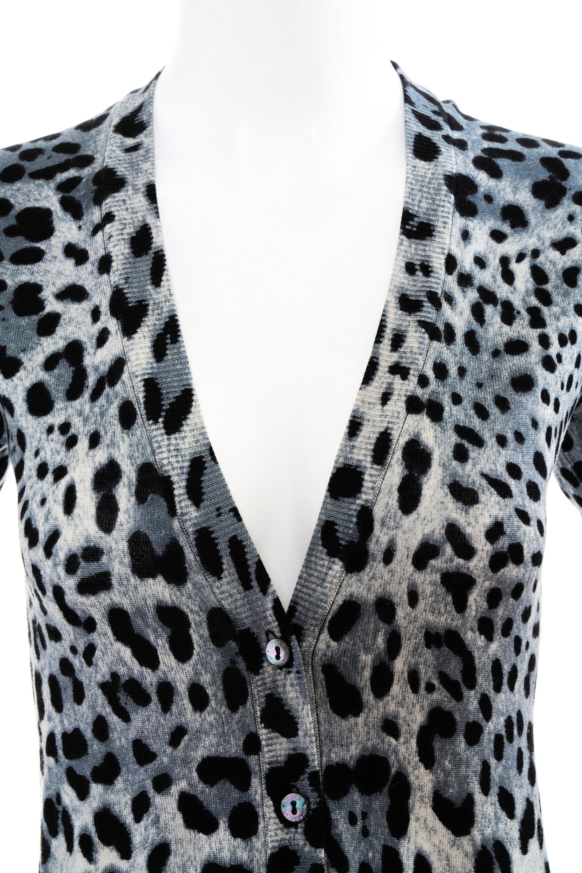 Dolce & Gabbana Grey Leopard Print Cardigan