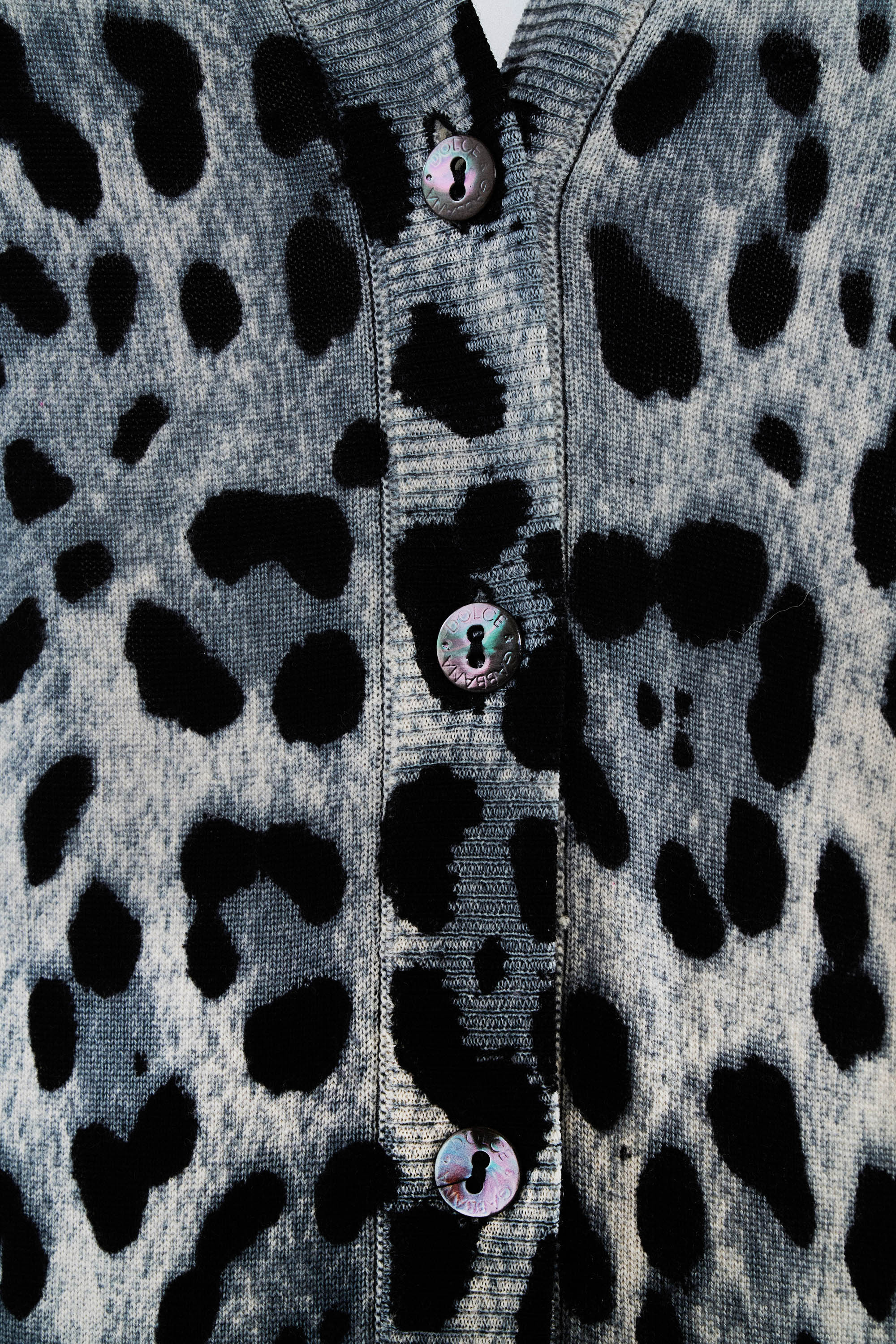 Dolce & Gabbana Grey Leopard Print Cardigan