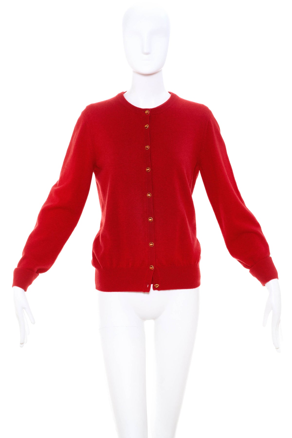 Dolce &amp; Gabbana Red 2pc Cashmere Twinset Jewel Buttons