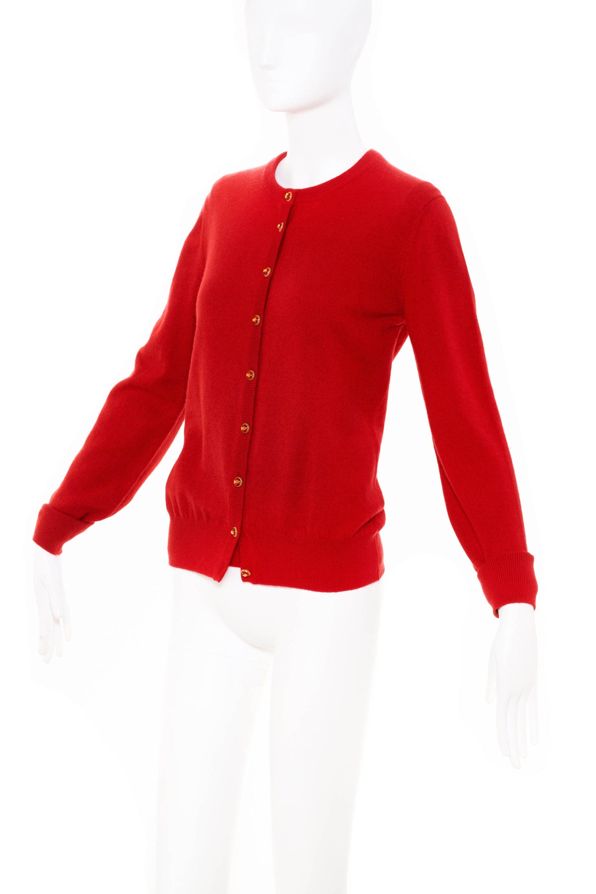 Dolce &amp; Gabbana Red 2pc Cashmere Twinset Jewel Buttons