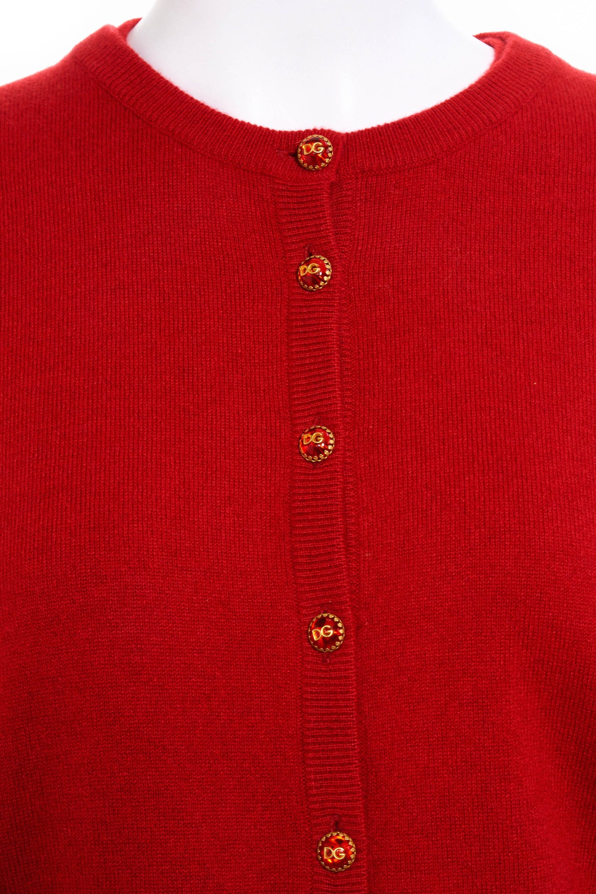 Dolce &amp; Gabbana Red 2pc Cashmere Twinset Jewel Buttons