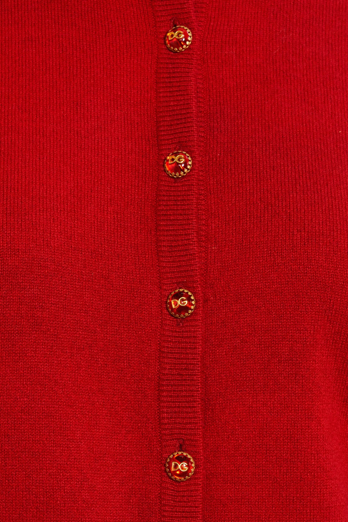 Dolce &amp; Gabbana Red 2pc Cashmere Twinset Jewel Buttons