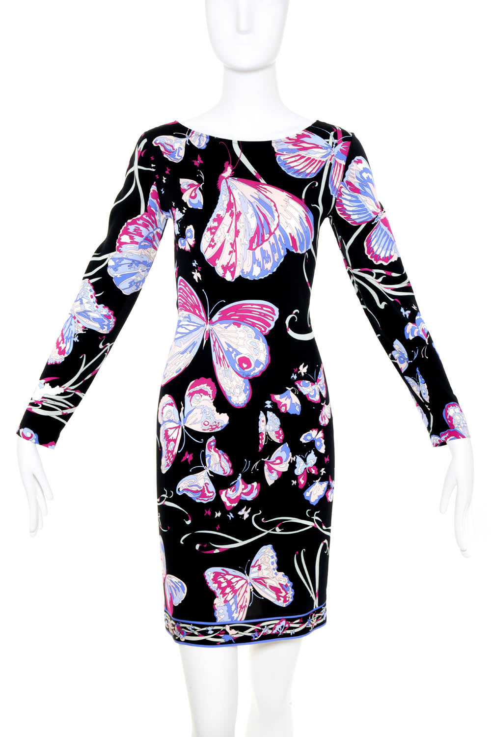Emilio Pucci Black Butterfly Print Jersey Dress Size Small - Foxy Couture Carmel Emilio Pucci Black Butterfly Print Jersey Dress Size Small - Foxy Couture Carmel