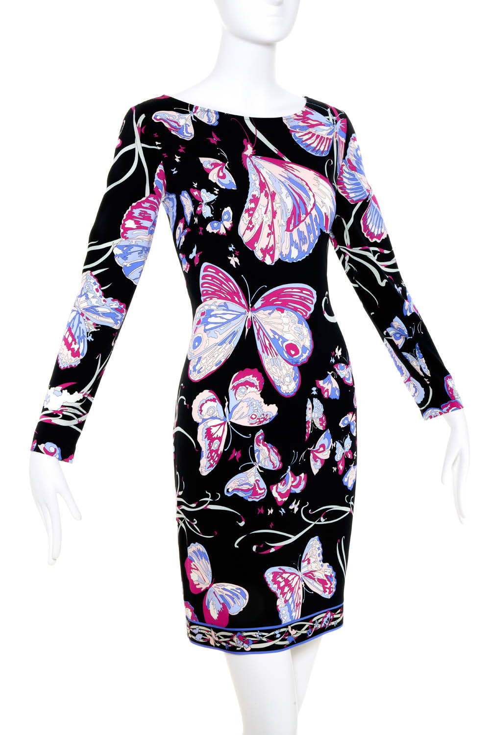 Emilio Pucci Black Butterfly Print Jersey Dress Size Small - Foxy Couture Carmel Emilio Pucci Black Butterfly Print Jersey Dress Size Small - Foxy Couture Carmel