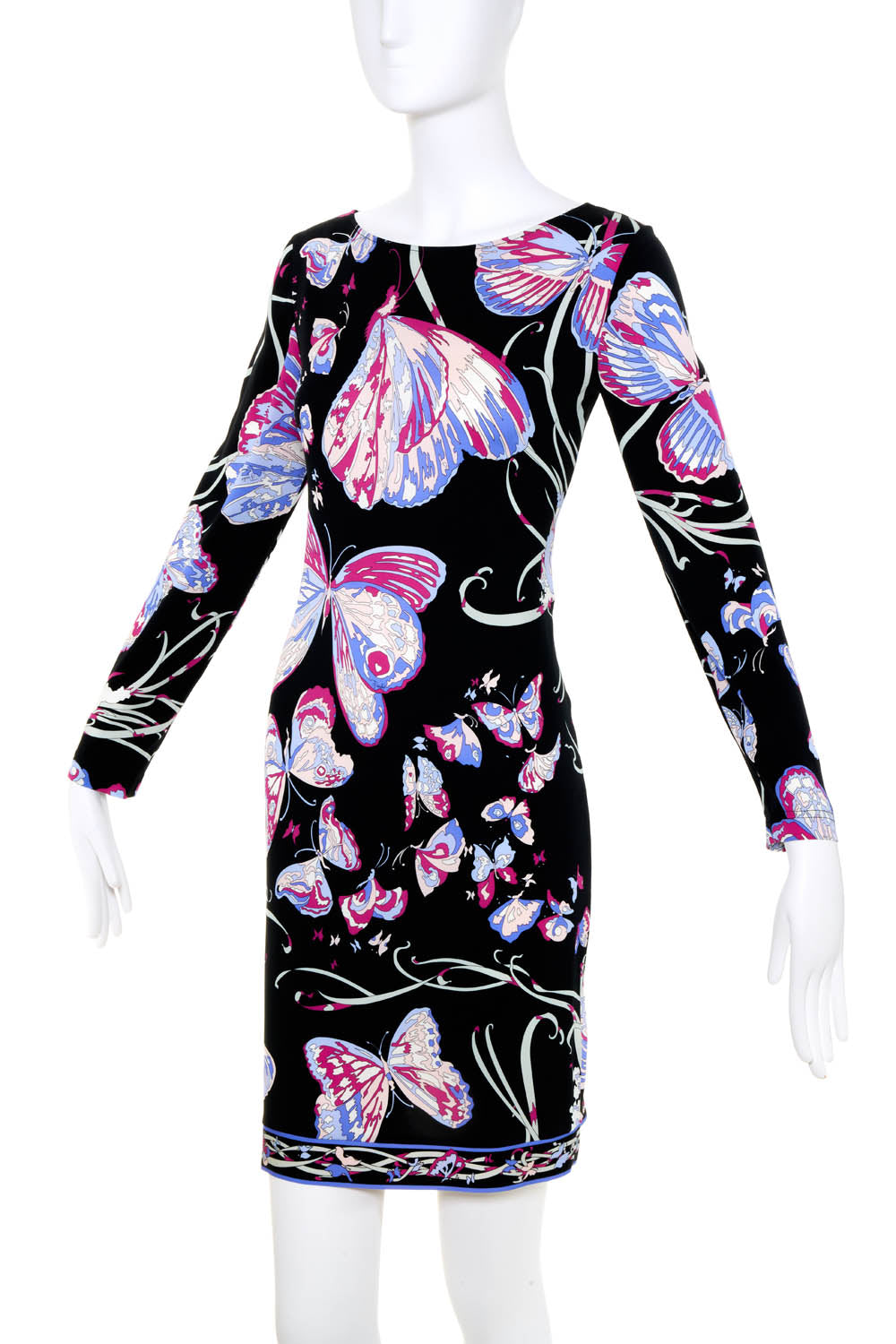 Emilio Pucci Black Butterfly Print Jersey Dress Size Small - Foxy Couture Carmel Emilio Pucci Black Butterfly Print Jersey Dress Size Small - Foxy Couture Carmel