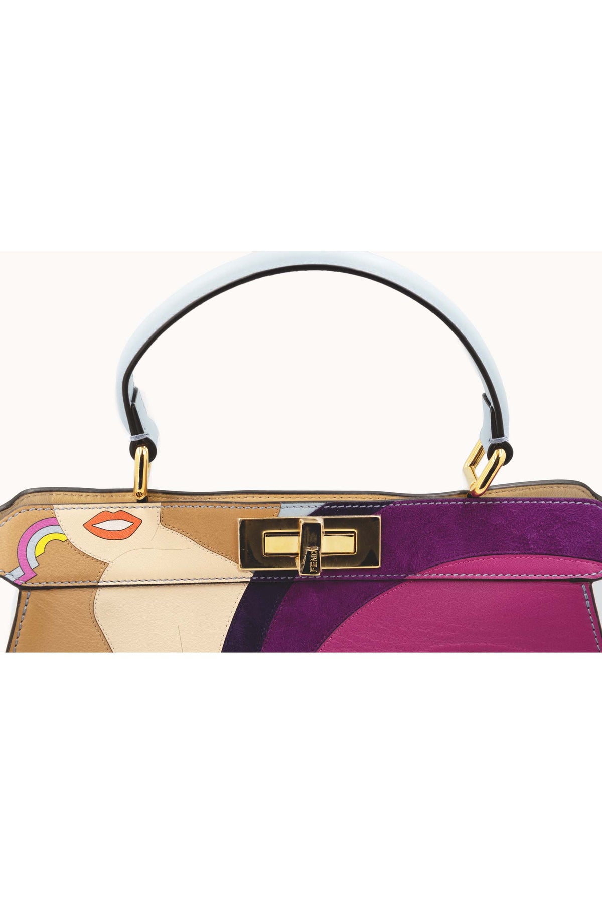 Fendi Multi-Color Leather Girl Pattern Peekaboo Purse 2021-2 Size M