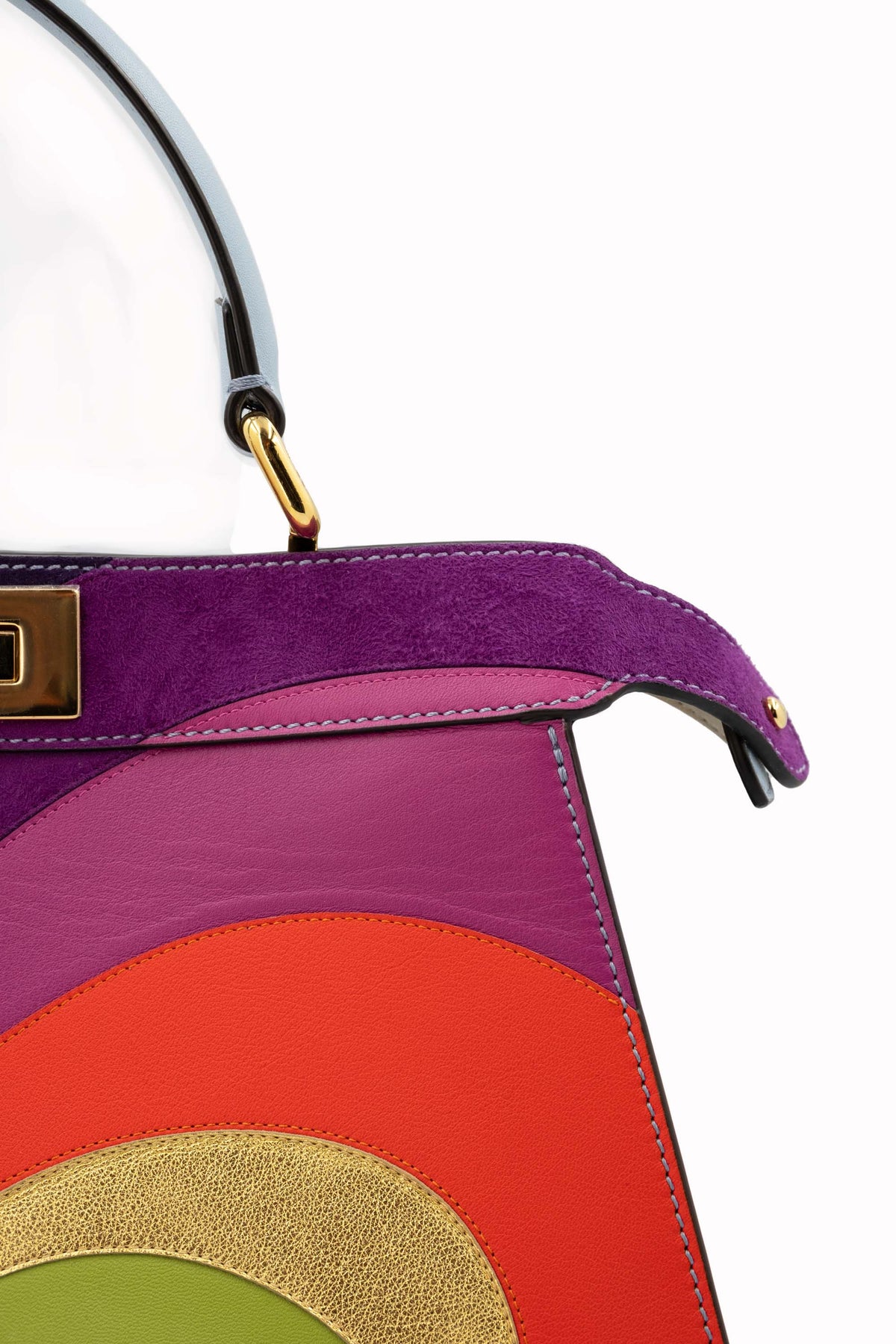 Fendi Multi-Color Leather Girl Pattern Peekaboo Purse 2021-2 Size M
