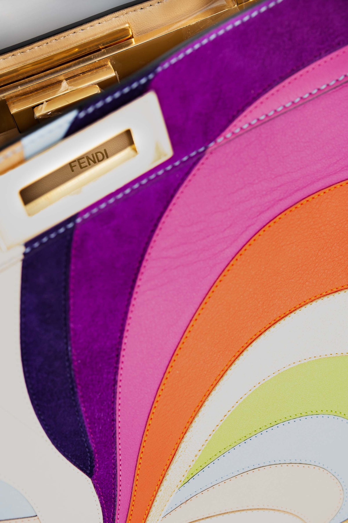 Fendi Multi-Color Leather Girl Pattern Peekaboo Purse 2021-2 Size M