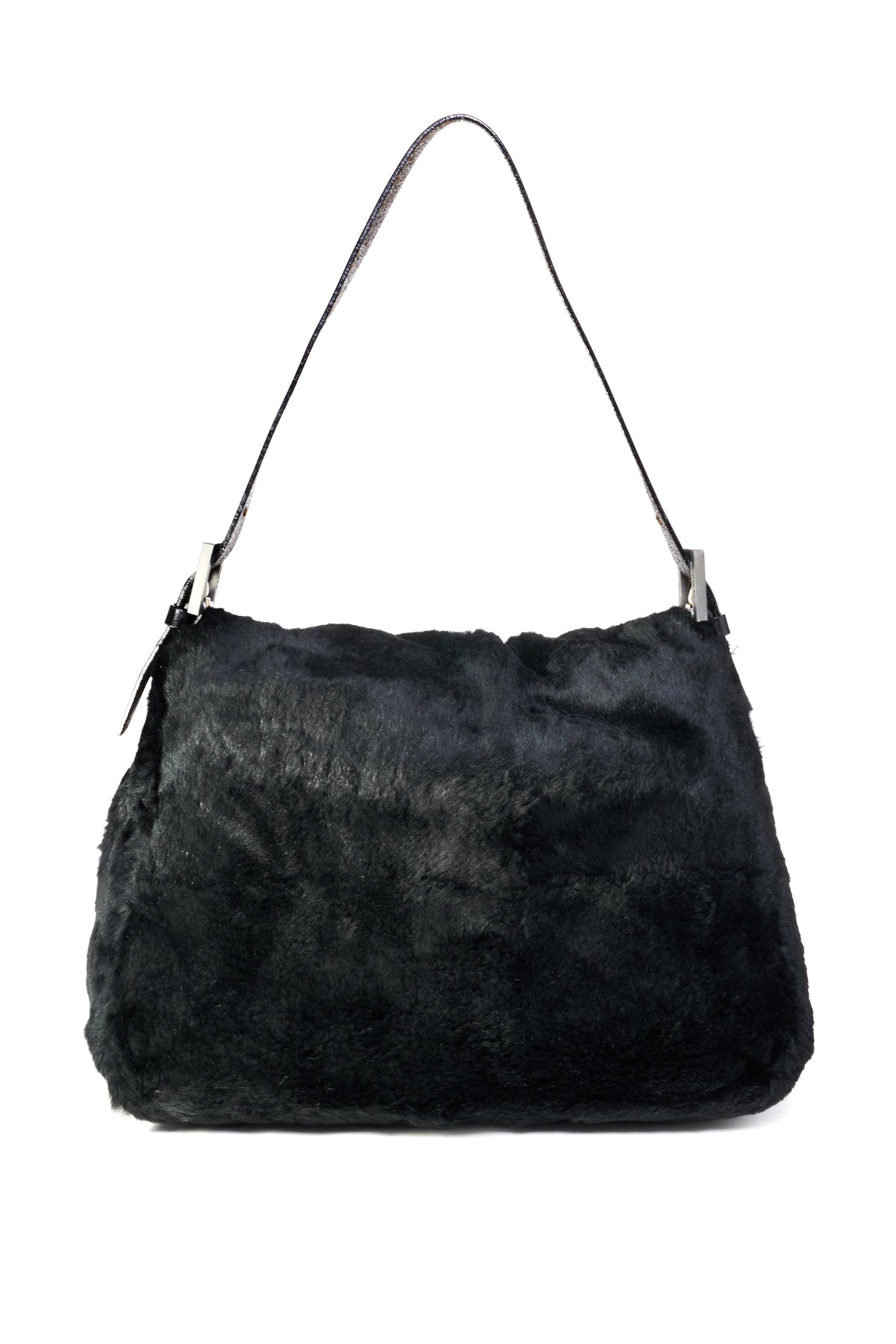 Fendi Black on Black Sheared Mink Mama Baguette Purse