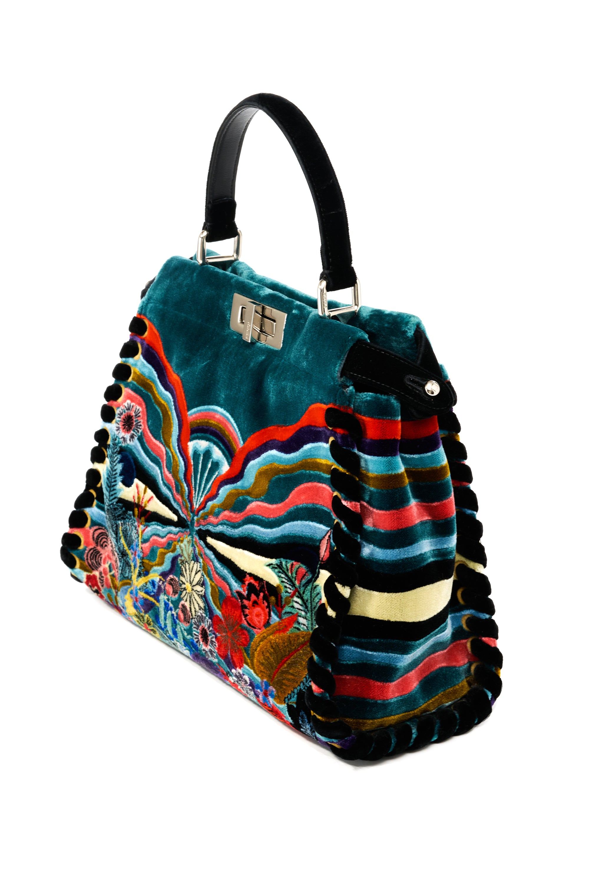 Fendi Velvet Multicolor Patterned Peekaboo Purse