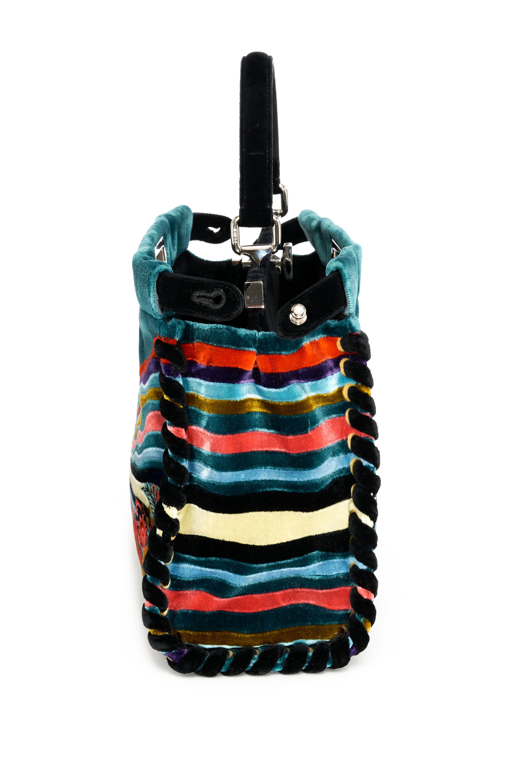 Fendi Velvet Multicolor Patterned Peekaboo Purse