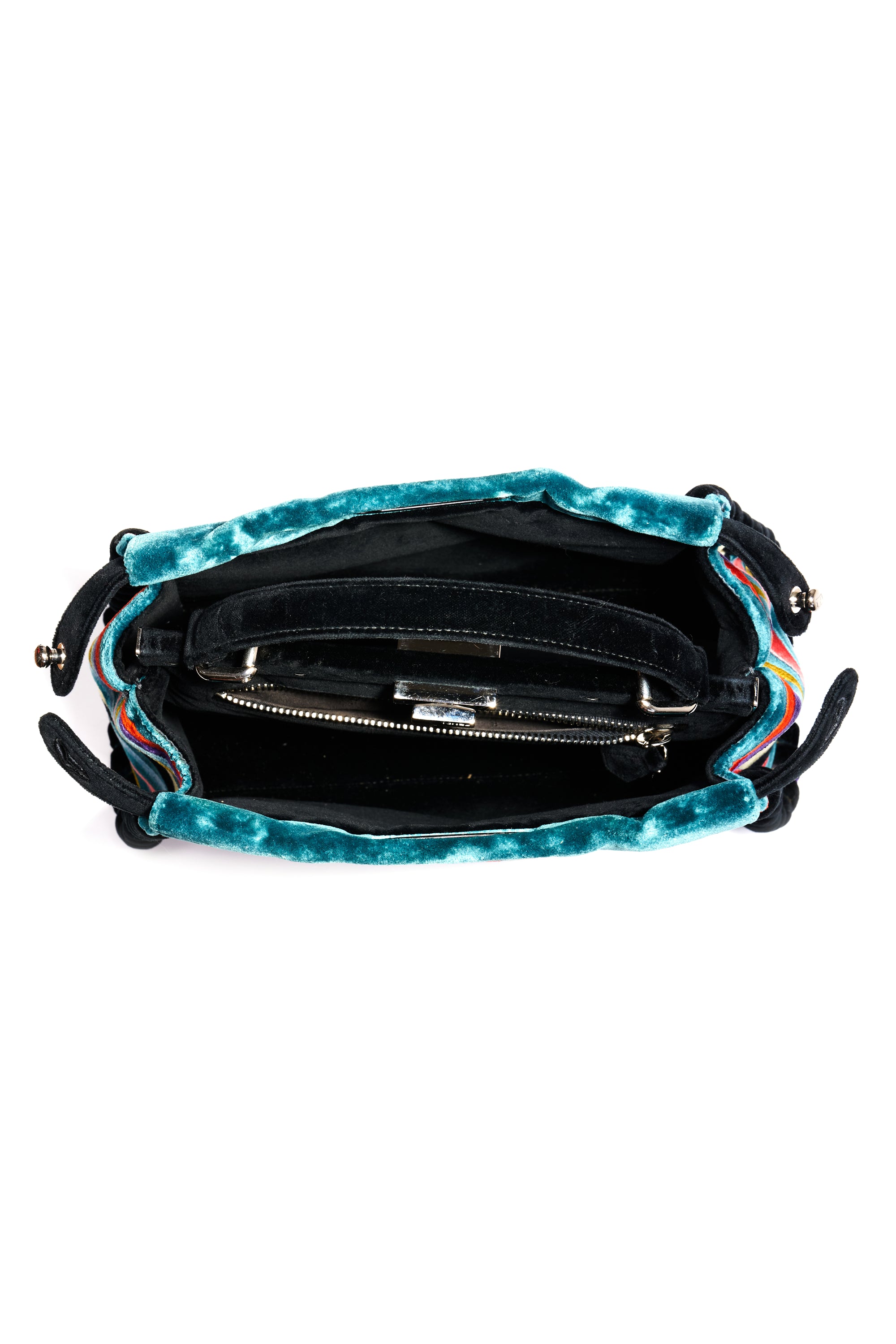 Fendi Velvet Multicolor Patterned Peekaboo Purse