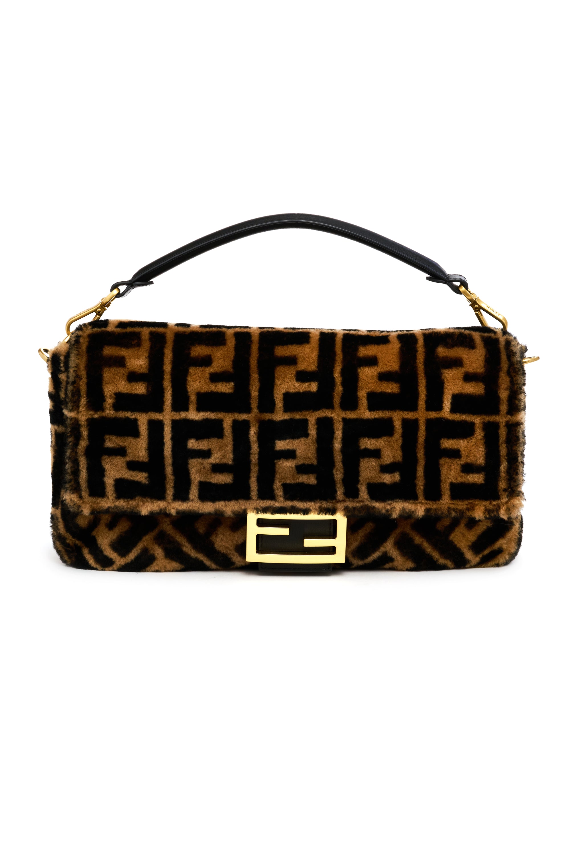 Fendi Large Zucca Shearling Fur Baguette