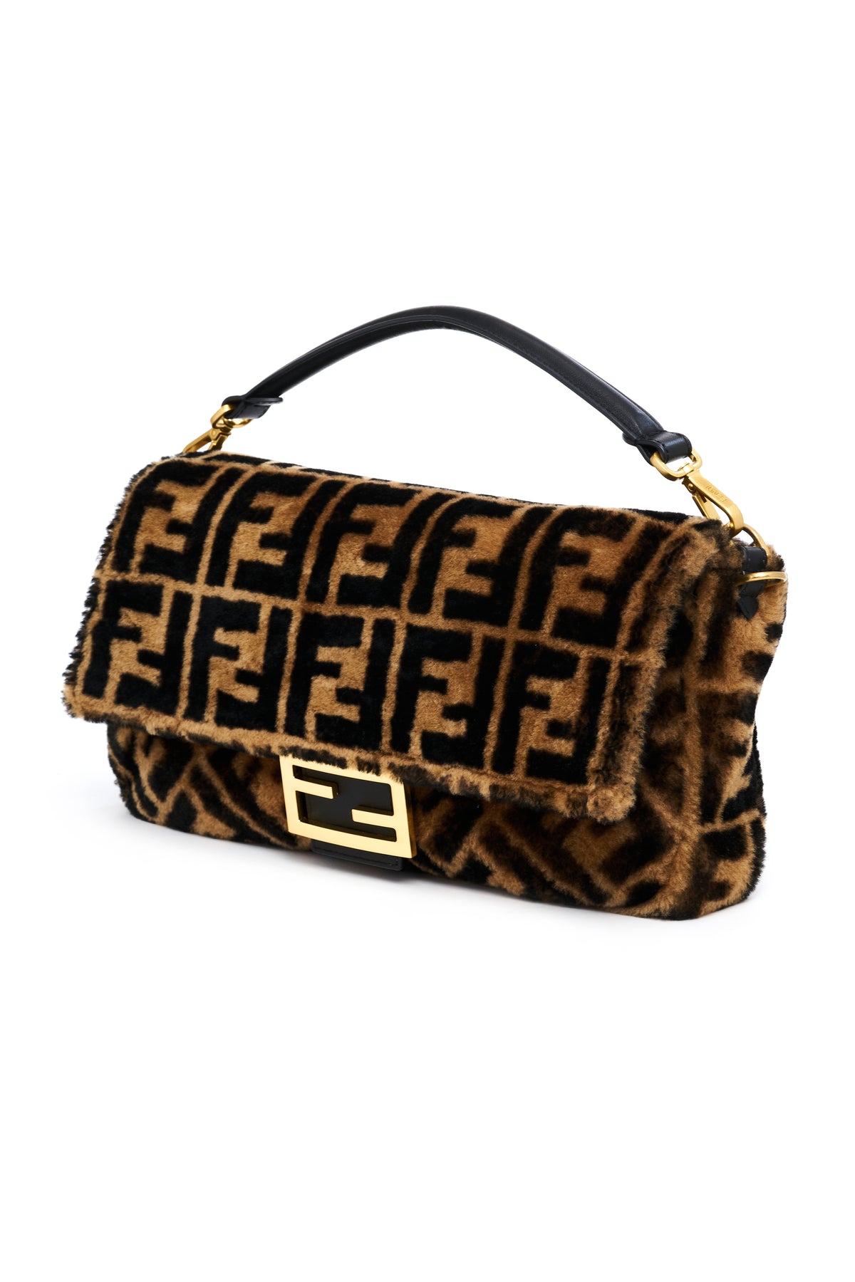 Fendi Large Zucca Shearling Fur Baguette