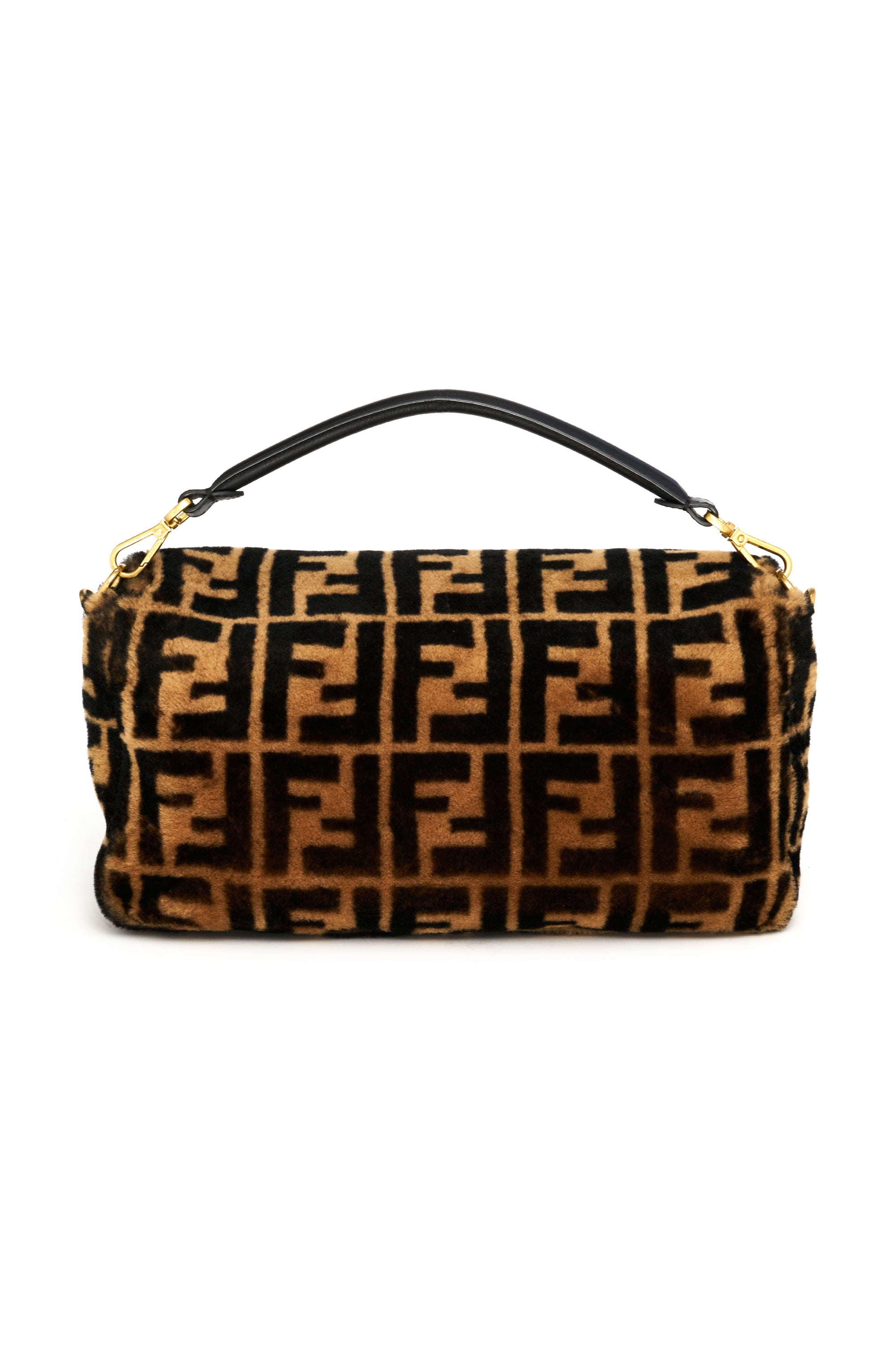 Fendi Large Zucca Shearling Fur Baguette