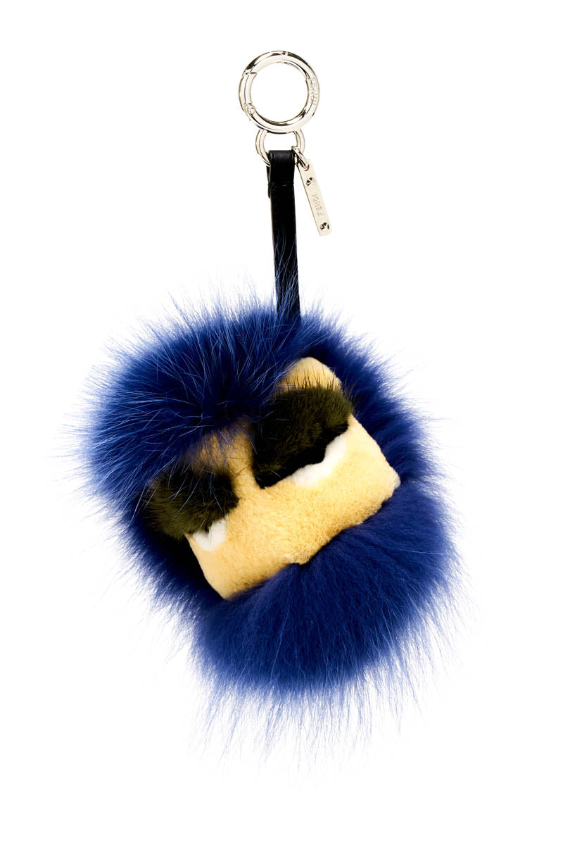 Fendi Blue And Black Fur Monster Purse Charm