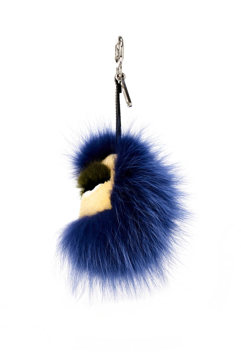 Fendi Blue And Black Fur Monster Purse Charm