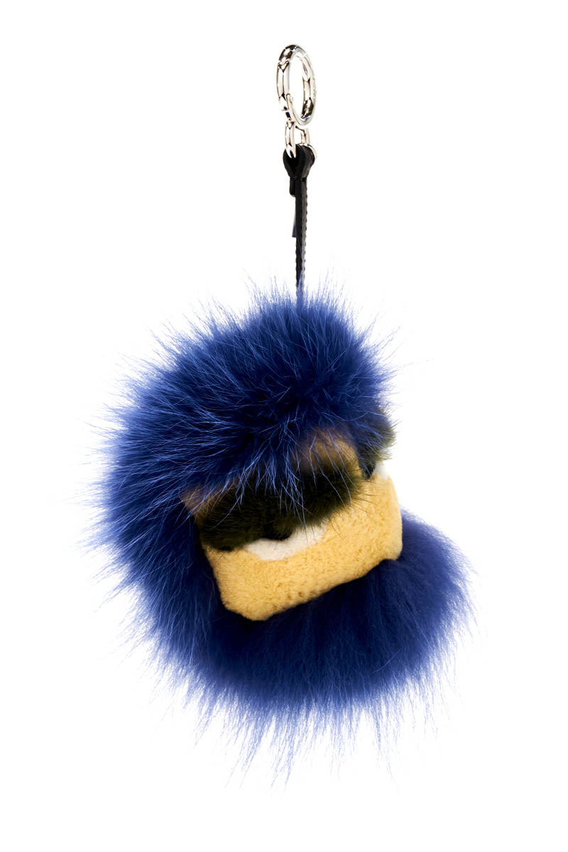 Fendi Blue And Black Fur Monster Purse Charm