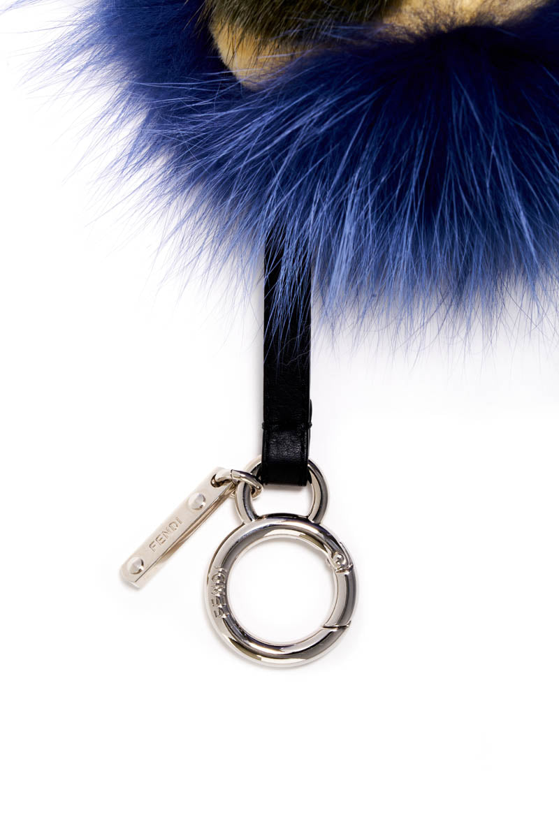 Fendi Blue And Black Fur Monster Purse Charm