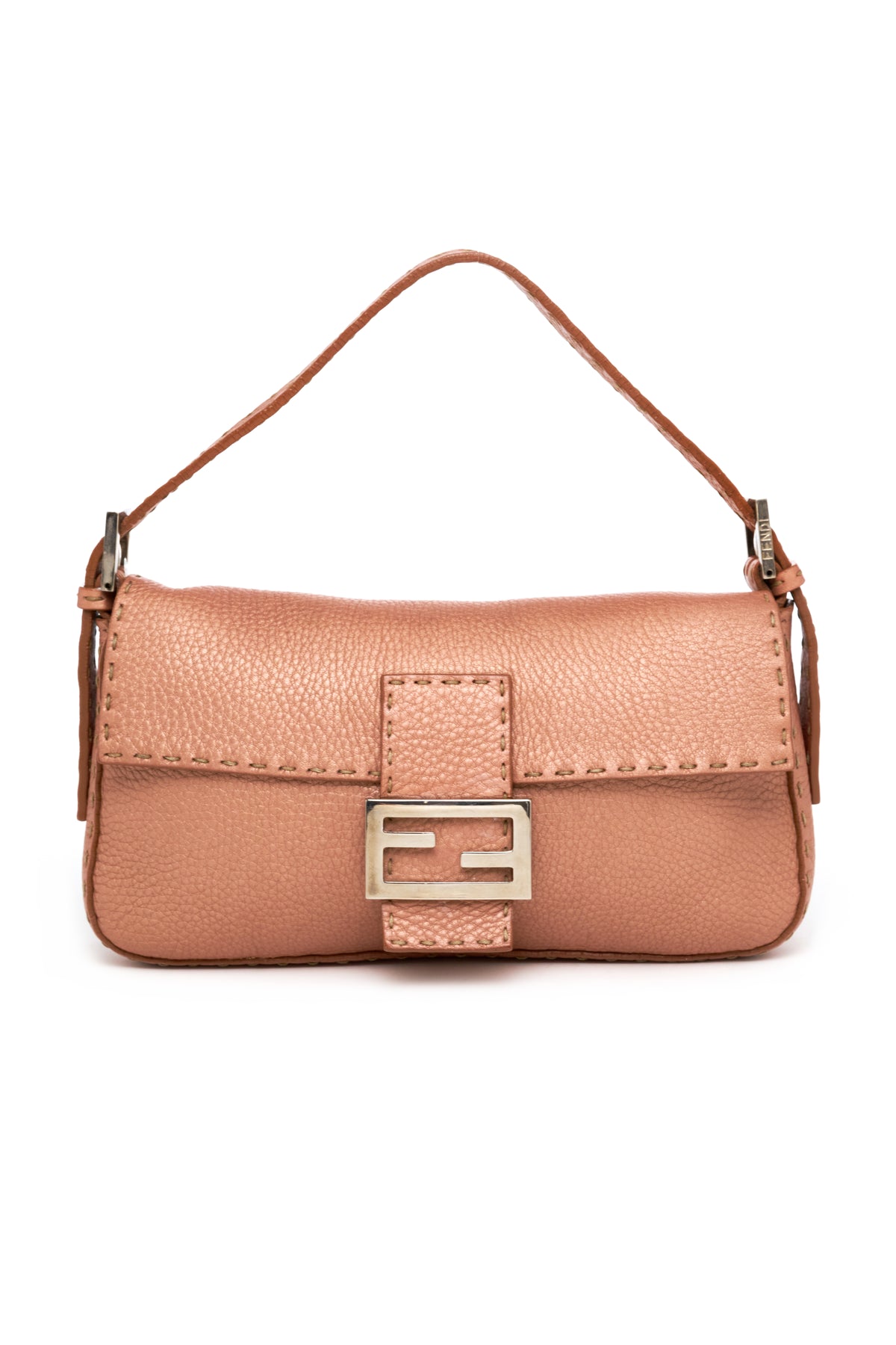 Fendi Pink Metallic Leather Baguette