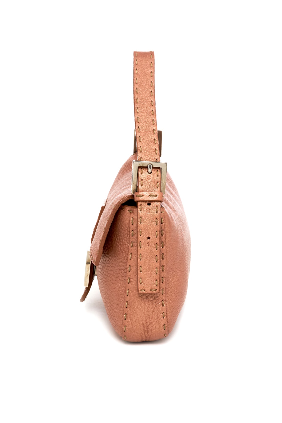 Fendi Pink Metallic Leather Baguette