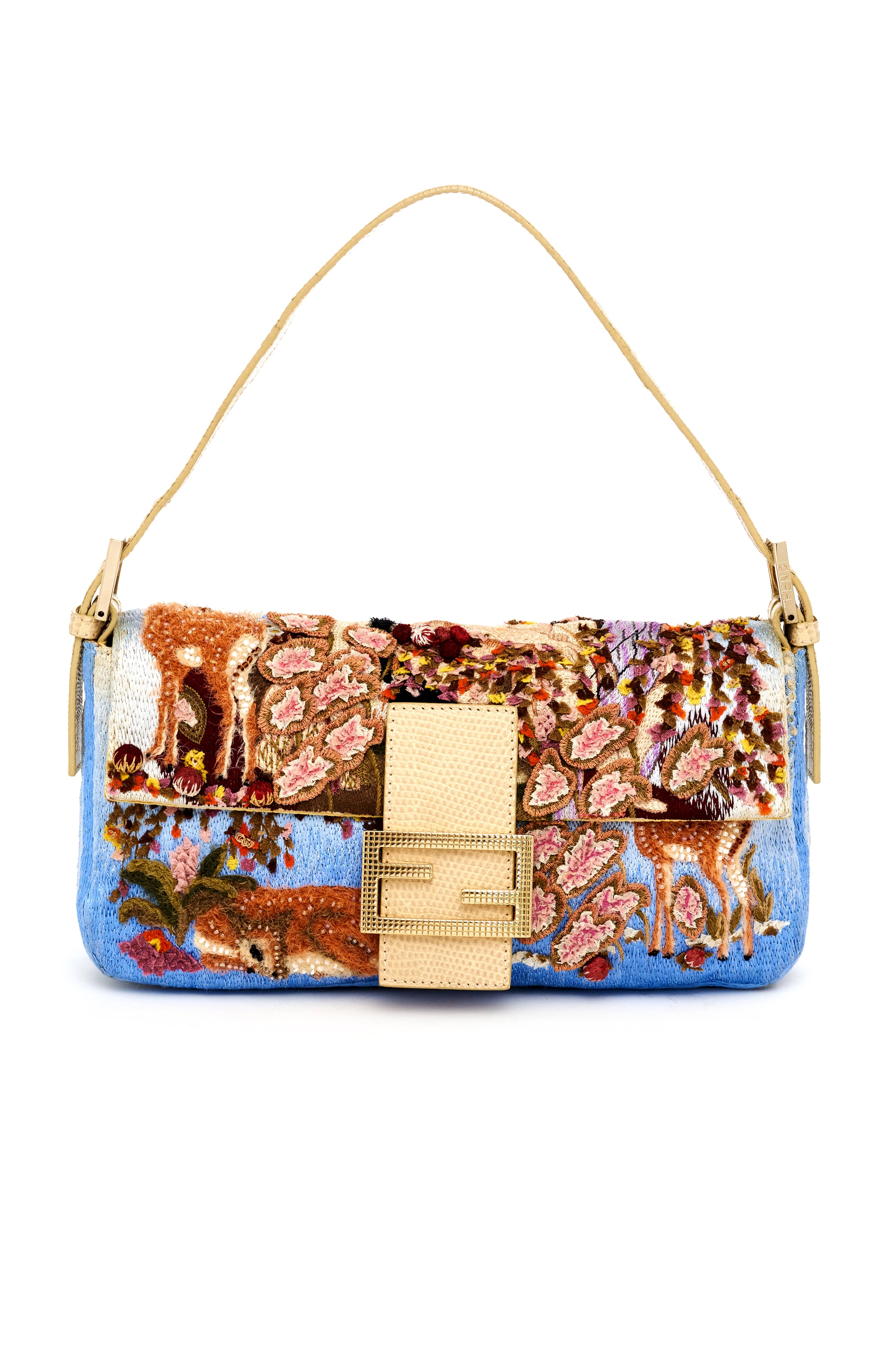 Fendi Pastel Embroidered "Garden of Eden" Baguette Y2K