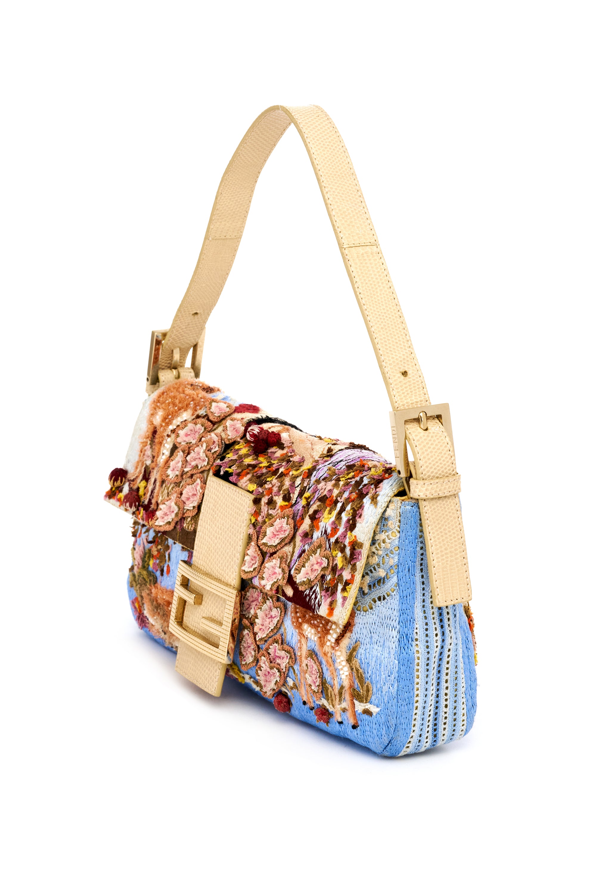 Fendi Pastel Embroidered "Garden of Eden" Baguette Y2K