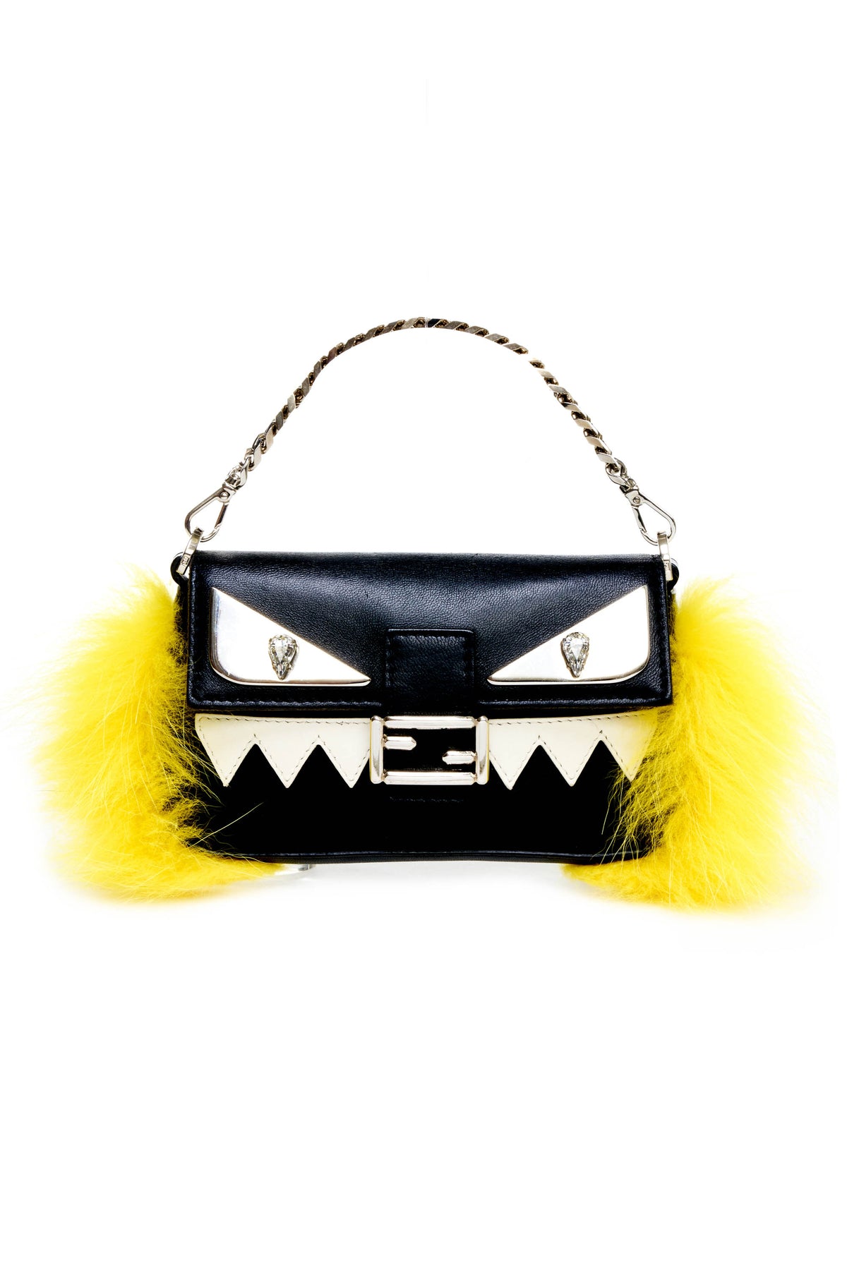 Fendi Black Micro Monster Baguette Dual Handle Purse Y2K