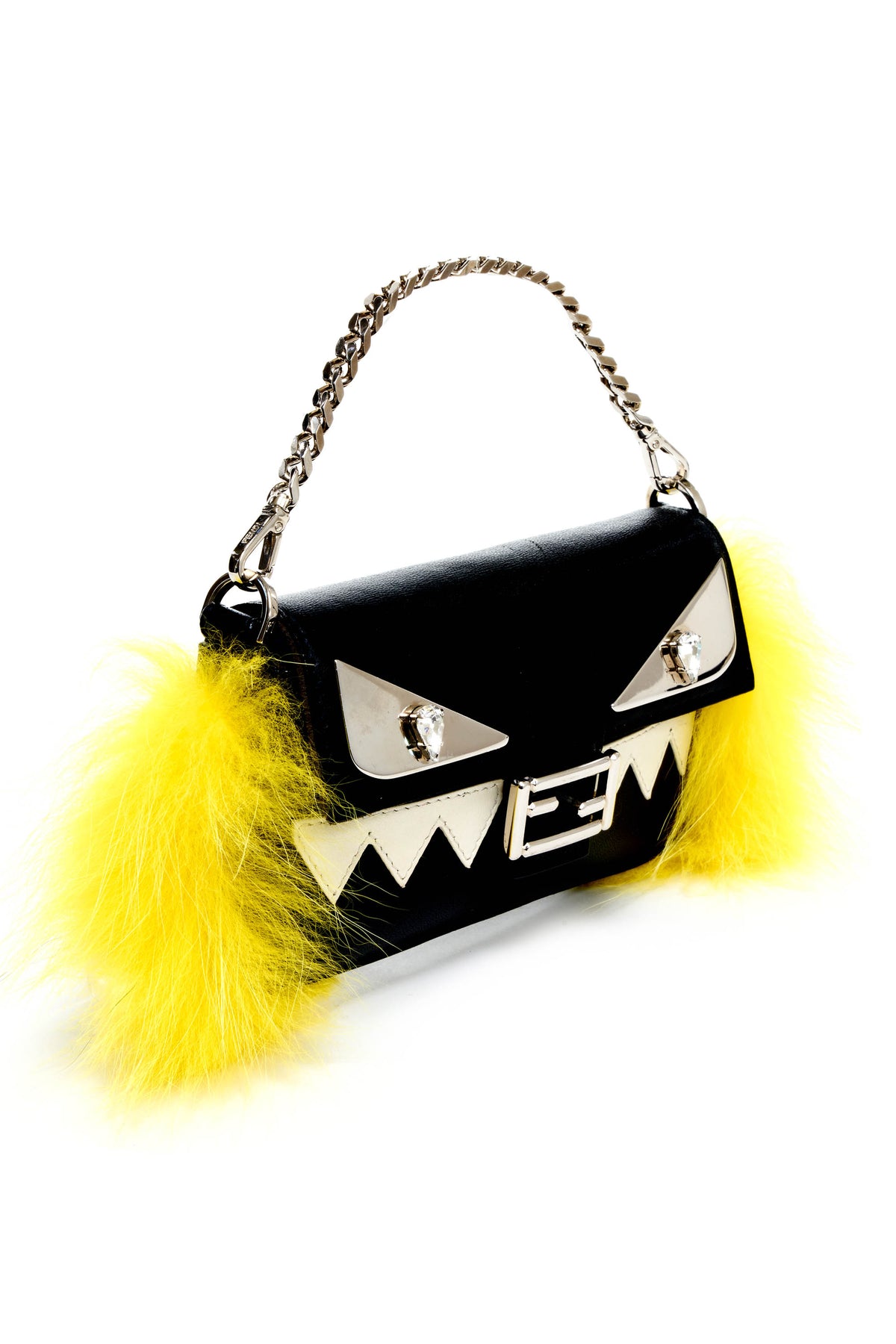 Fendi Black Micro Monster Baguette Dual Handle Purse Y2K