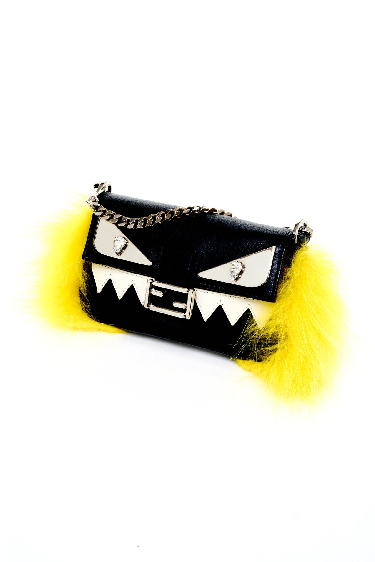 Fendi Black Micro Monster Baguette Dual Handle Purse Y2K