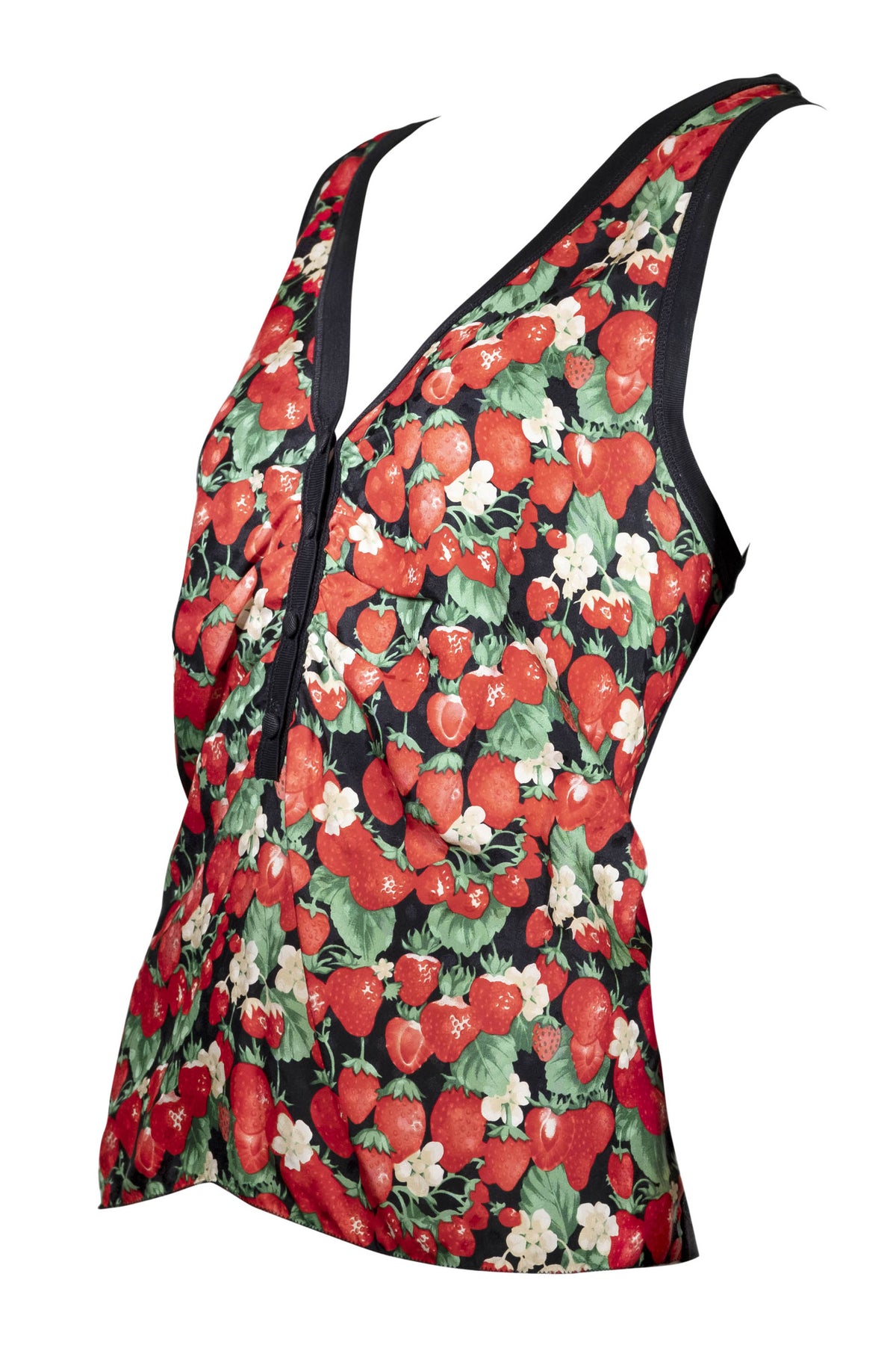 Dolce Gabbana Strawberry Print Sleeveless Blouse Size 48