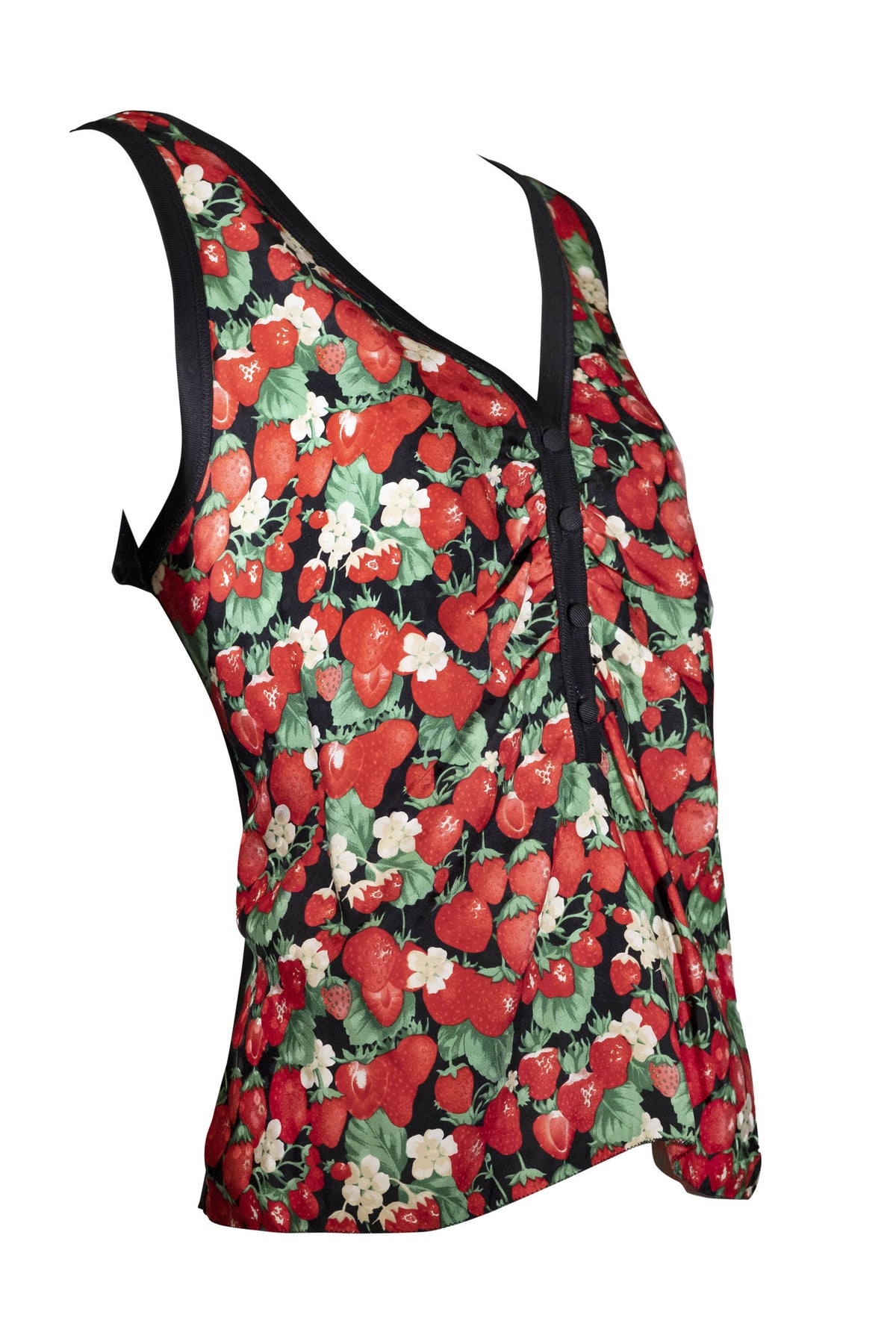 Dolce Gabbana Strawberry Print Sleeveless Blouse Size 48