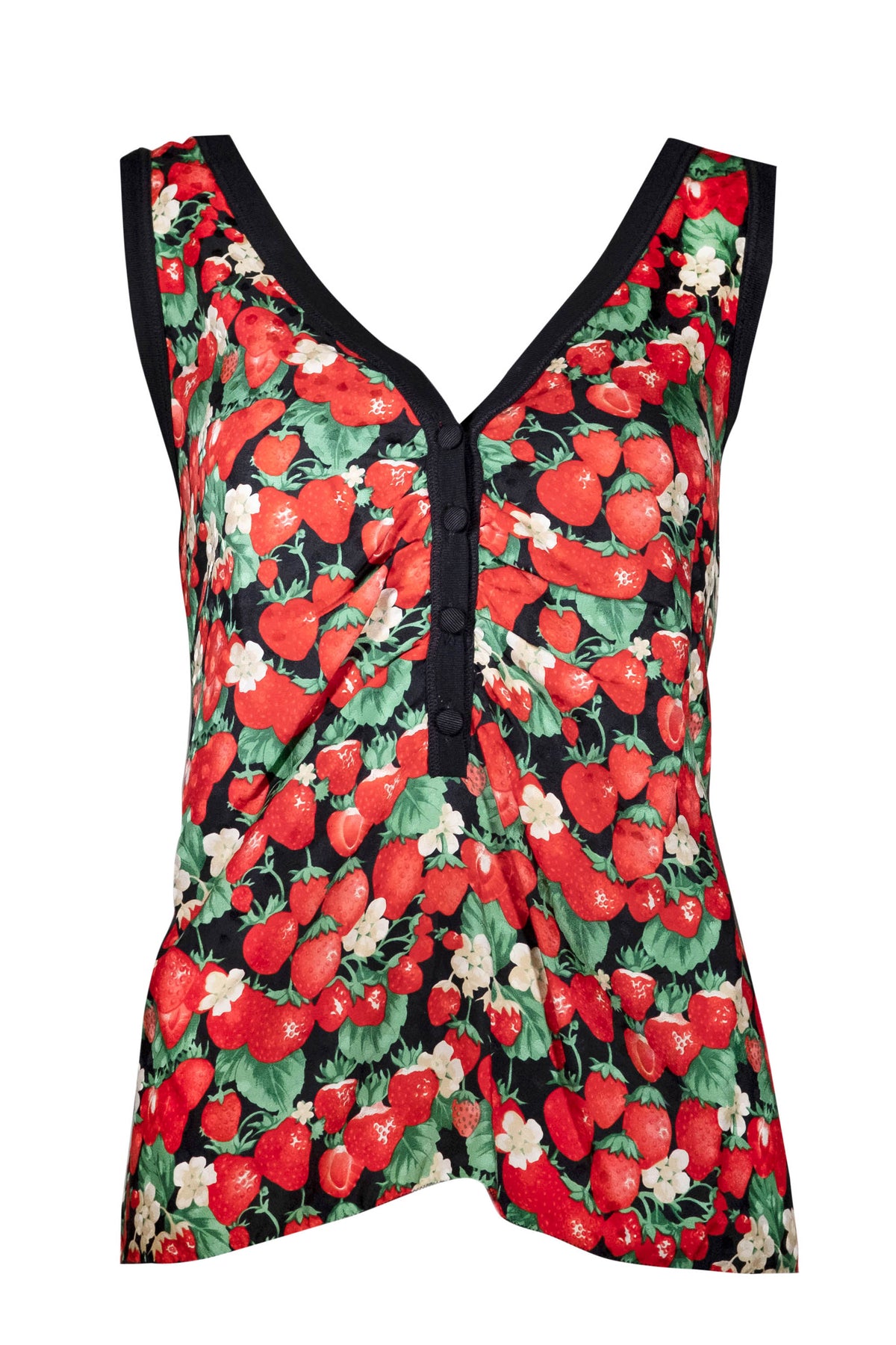 Dolce Gabbana Strawberry Print Sleeveless Blouse Size 48