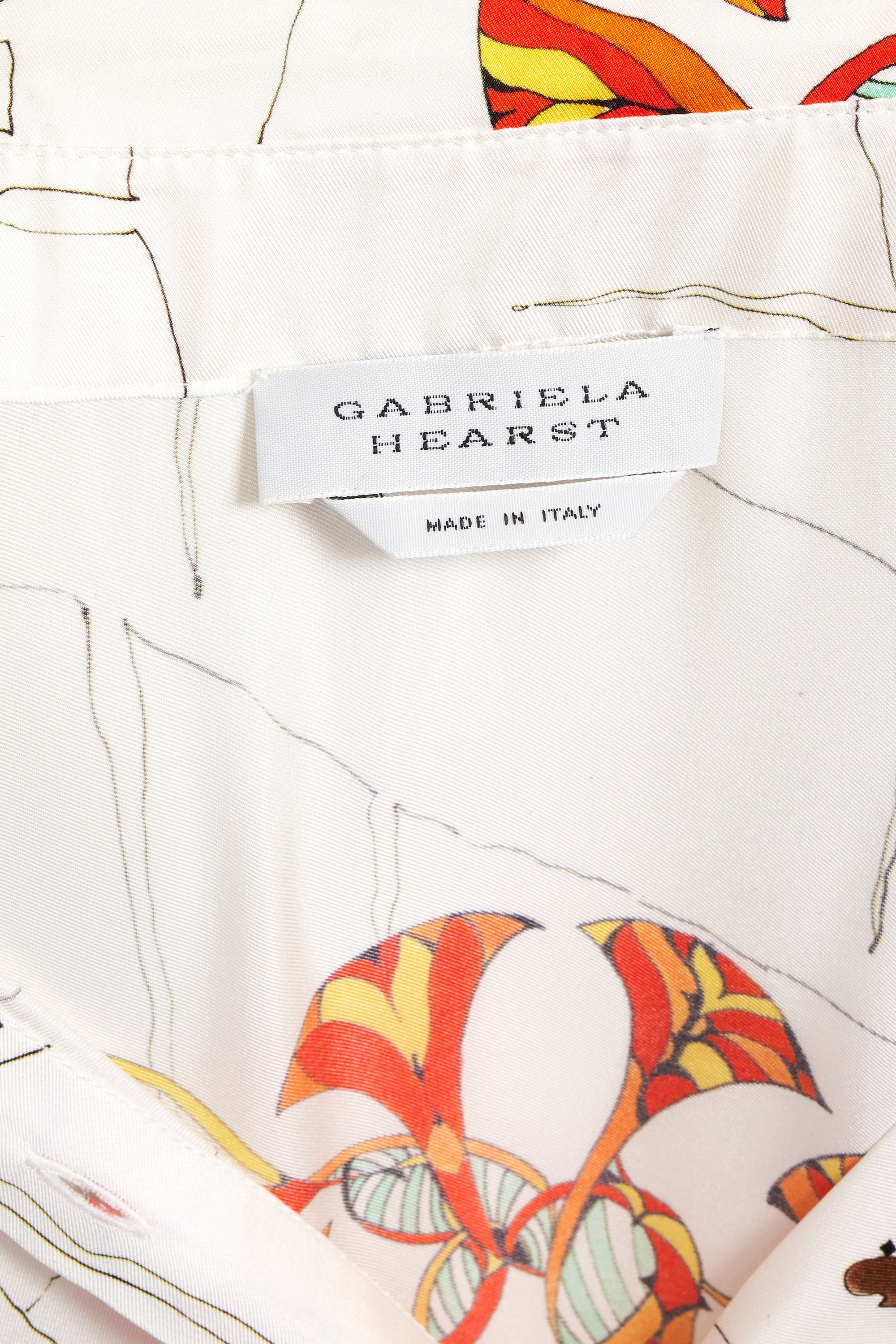 Gabriela Hearst Cream Silk Geometric Floral Dress