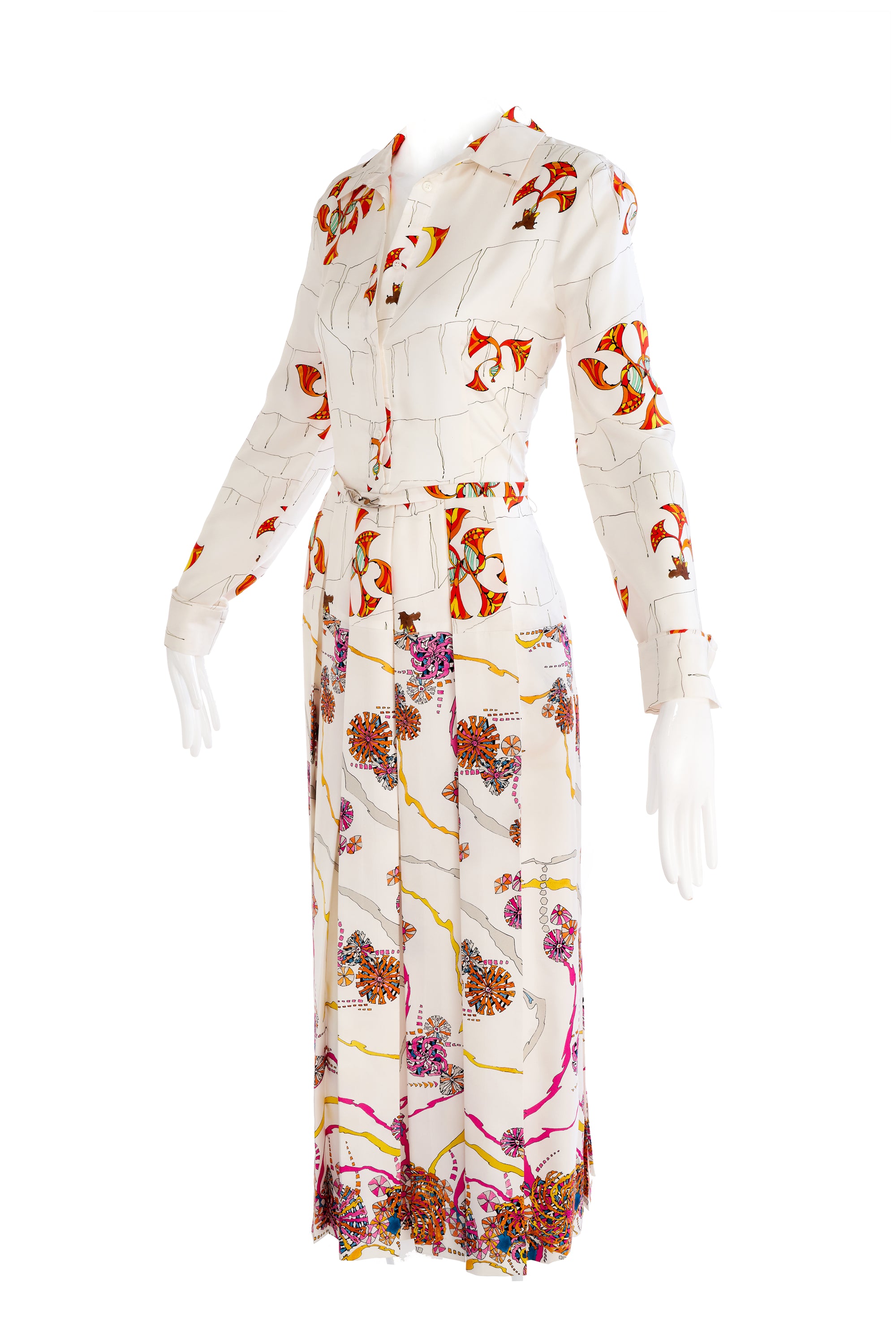 Gabriela Hearst Cream Silk Geometric Floral Dress