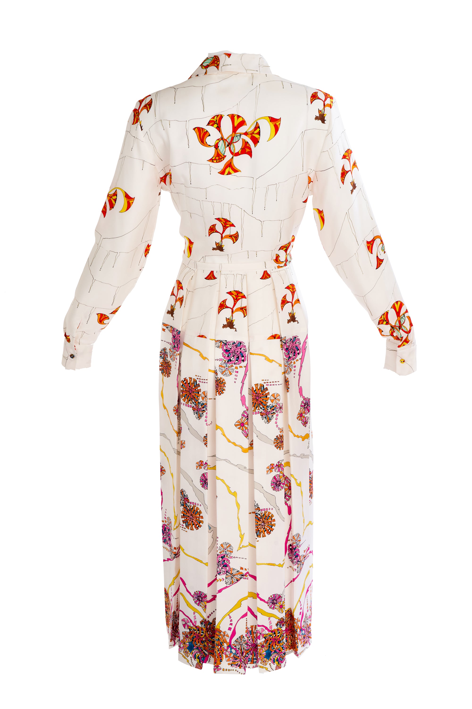 Gabriela Hearst Cream Silk Geometric Floral Dress