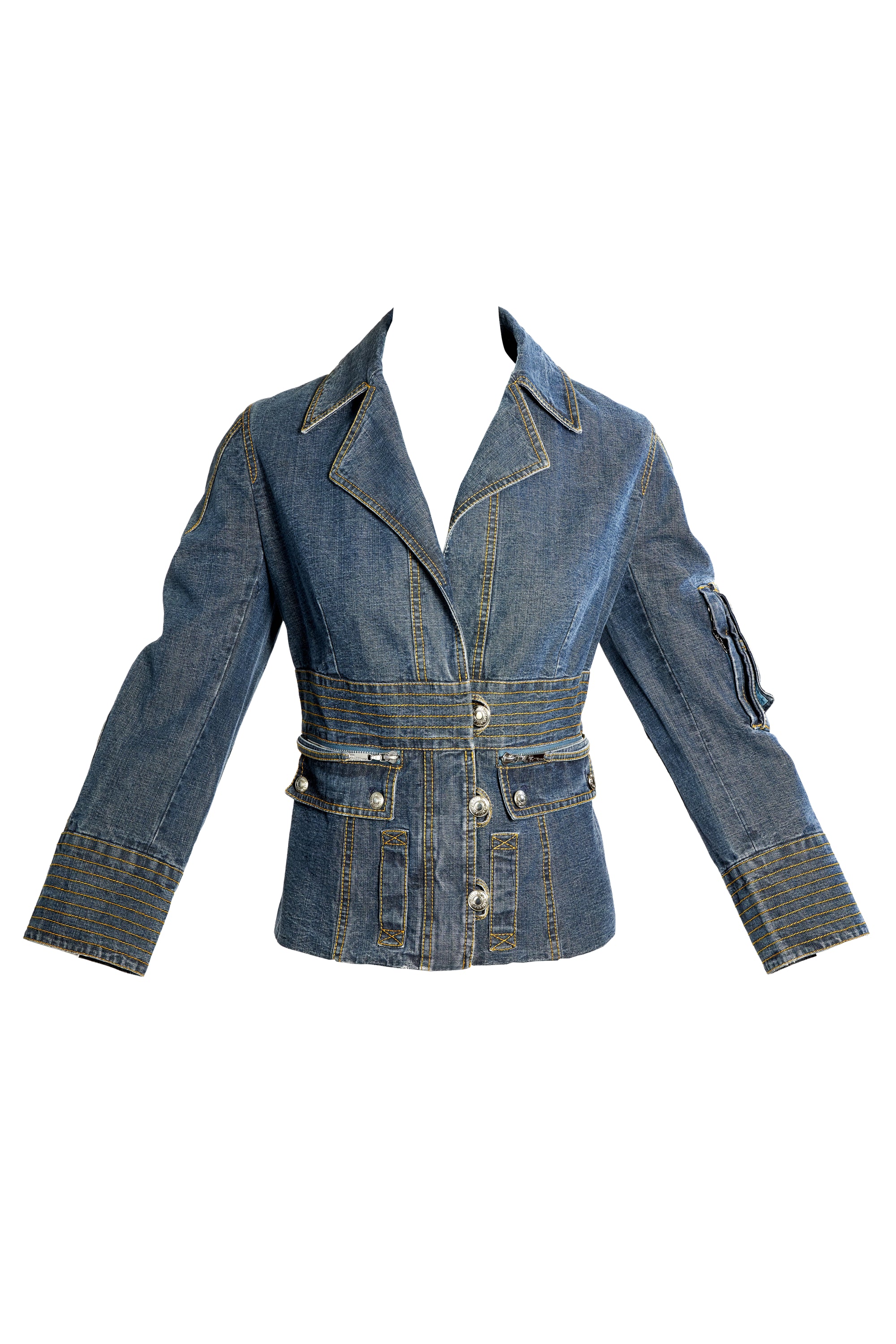 John Galliano Vintage Y2K Cargo Jean Jacket Size 42/6