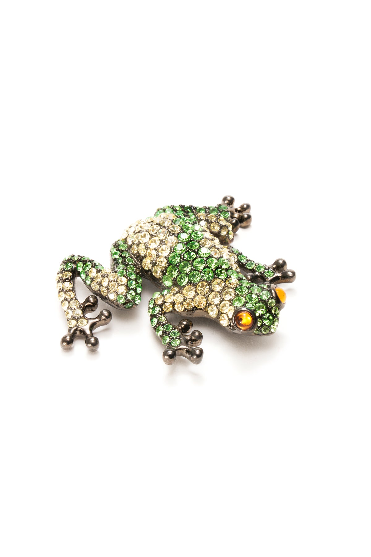 Givenchy Crystal and Metal Frog Brooch